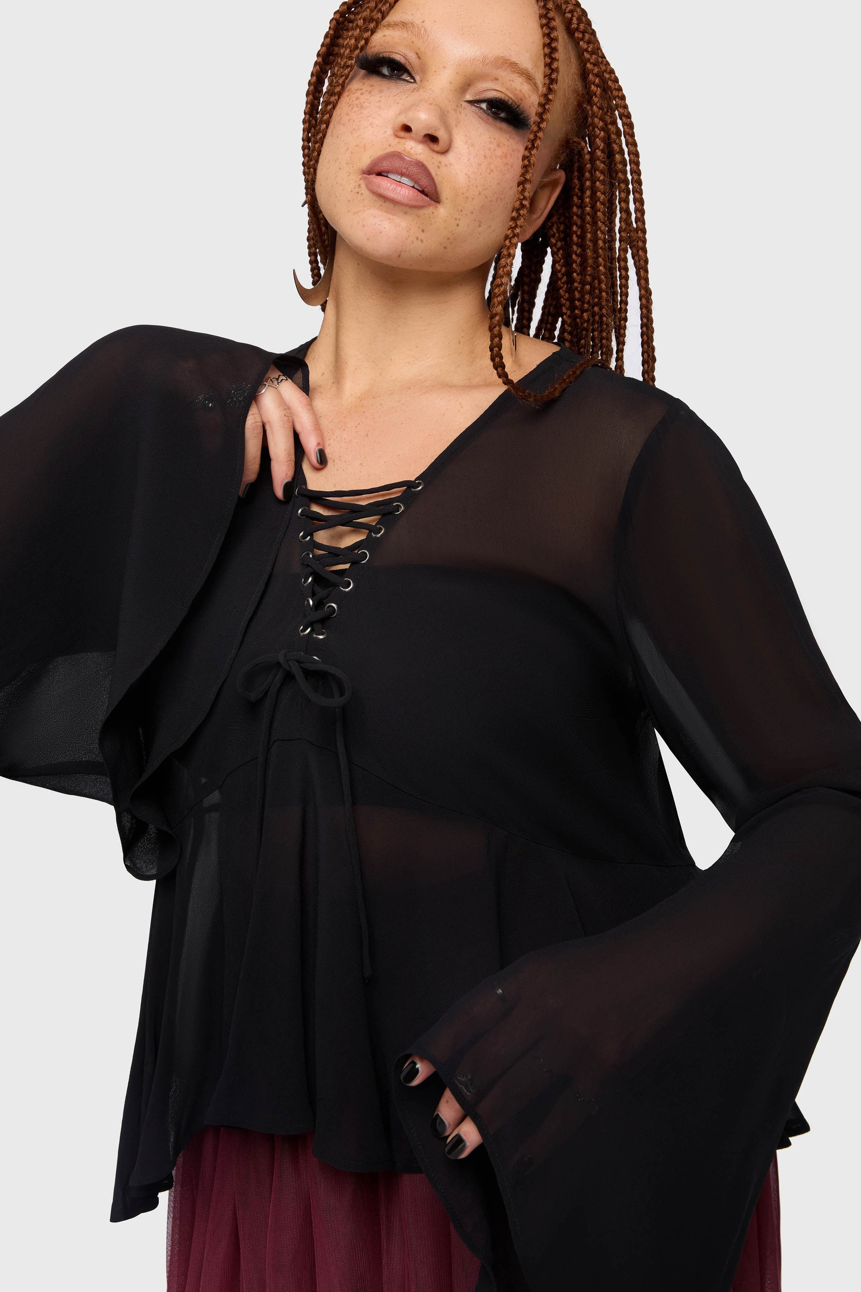 Gaia Adorned Long Sleeve Top Killstar / Womens