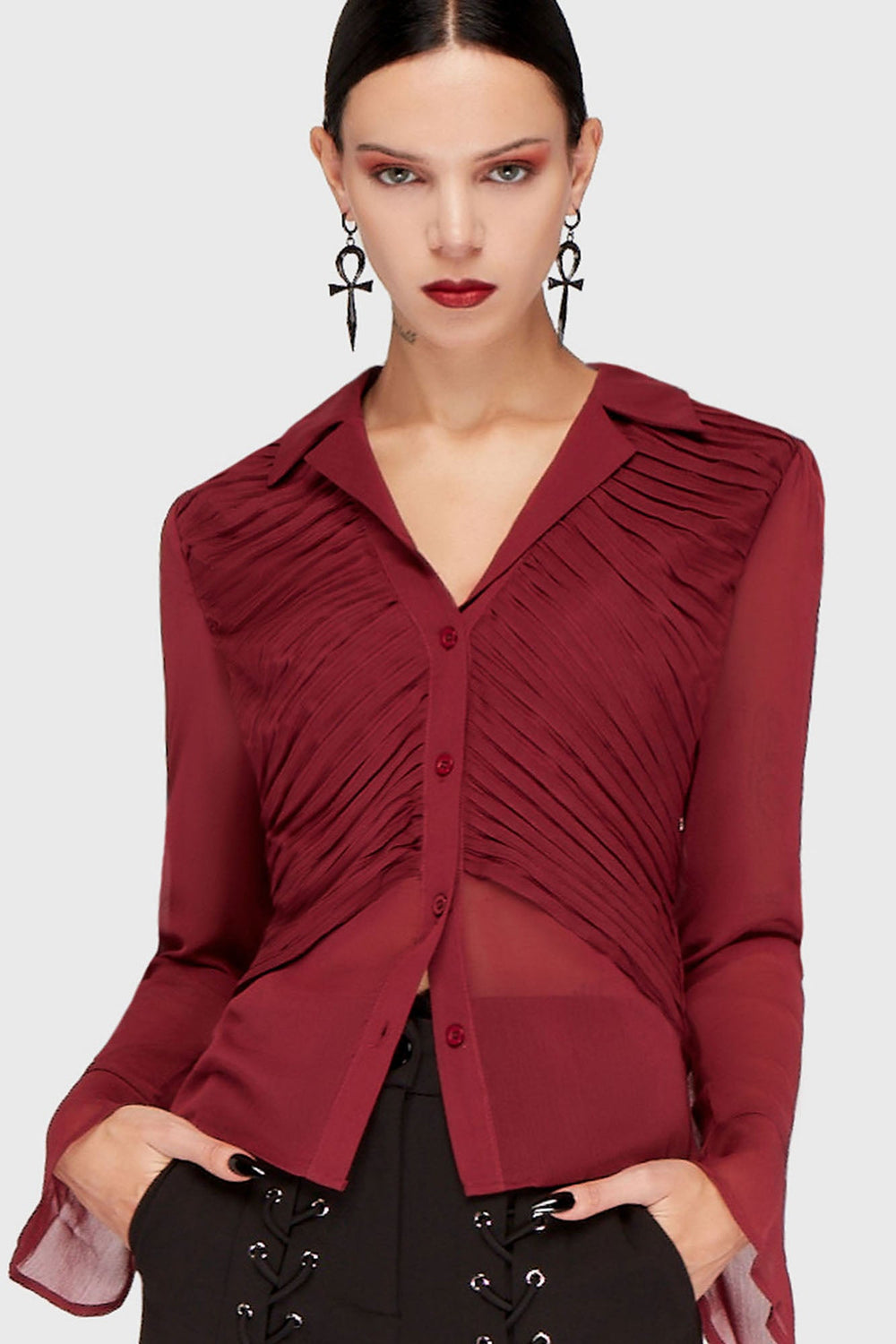 Evermore Eclipse Shirt [Burgundy] Killstar / Womens