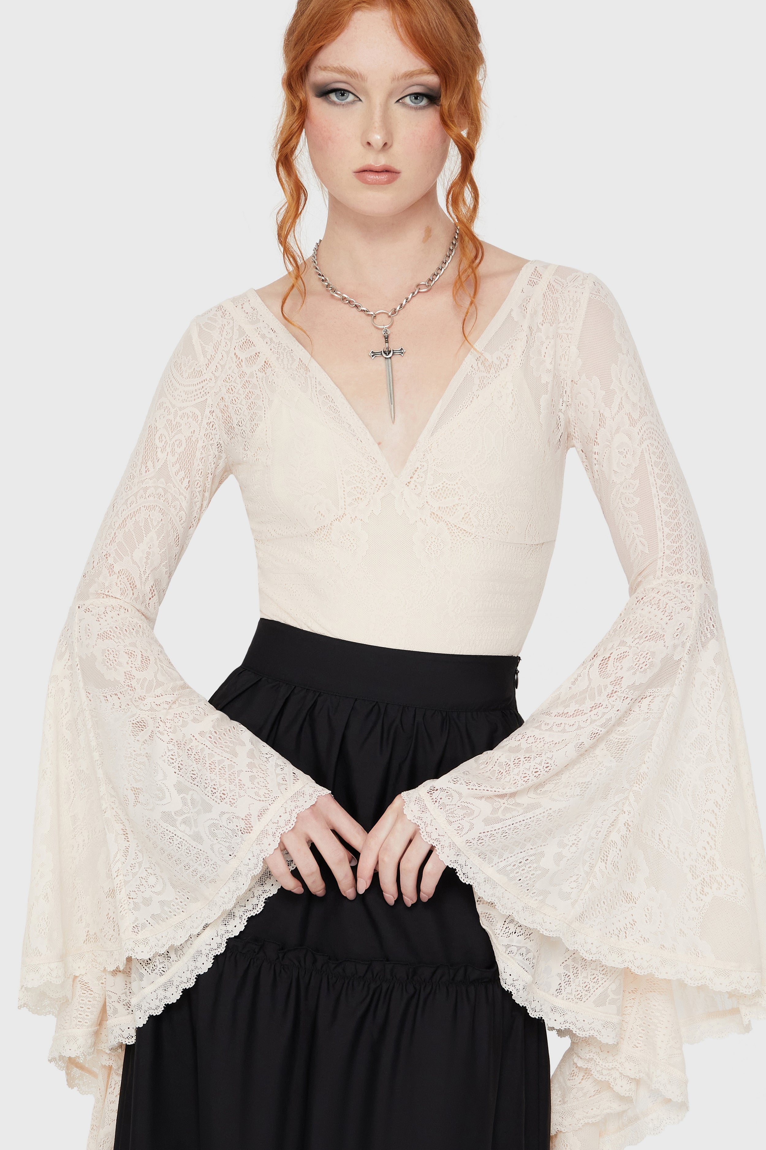 Fatal Attraction Bodysuit [IVORY] Killstar / Womens