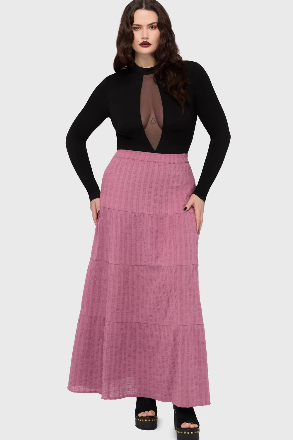Gaia Adorned Textured Maxi Skirt Killstar / Womens