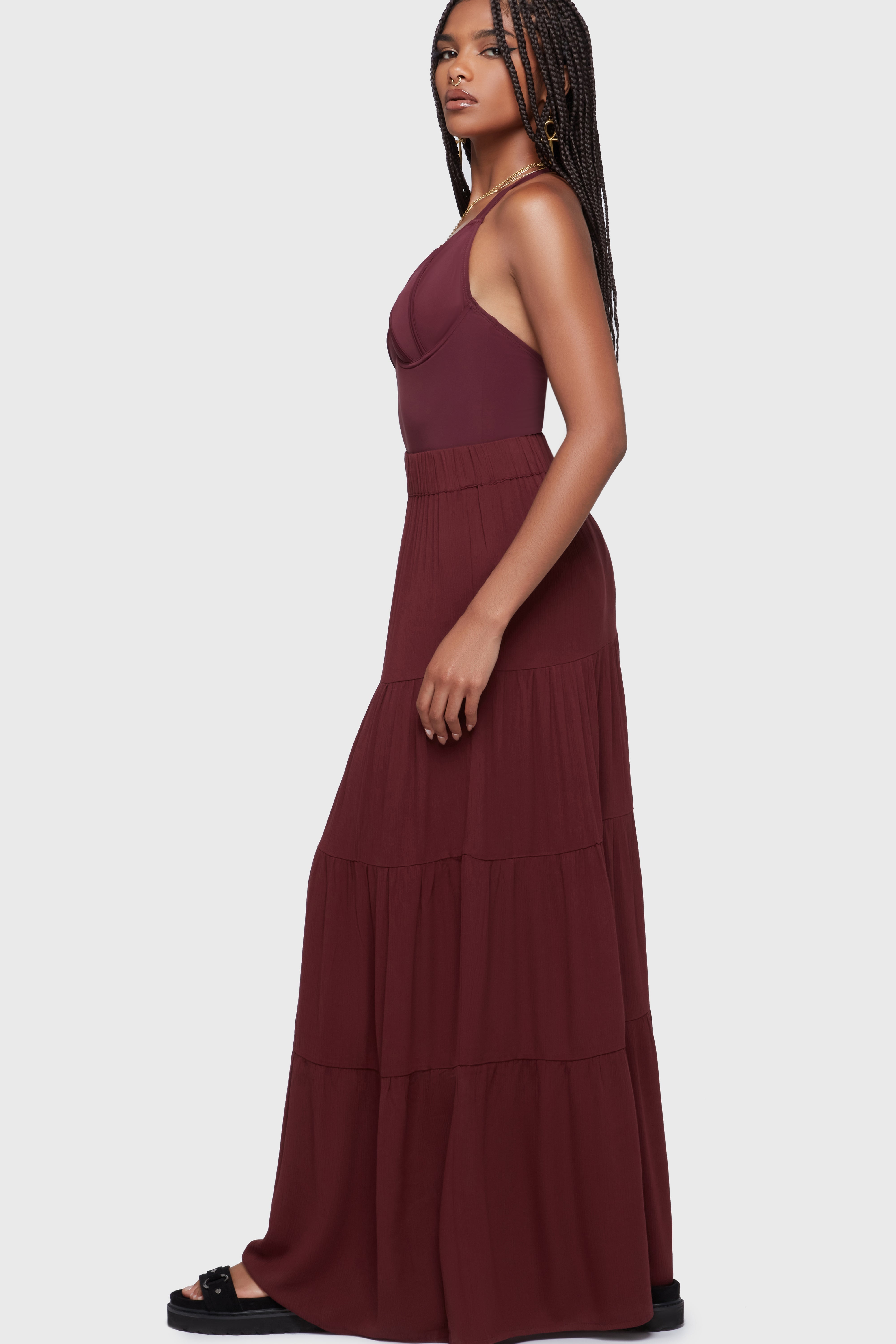 Thursday's Woe Maxi Skirt [Burgundy] Killstar / Womens