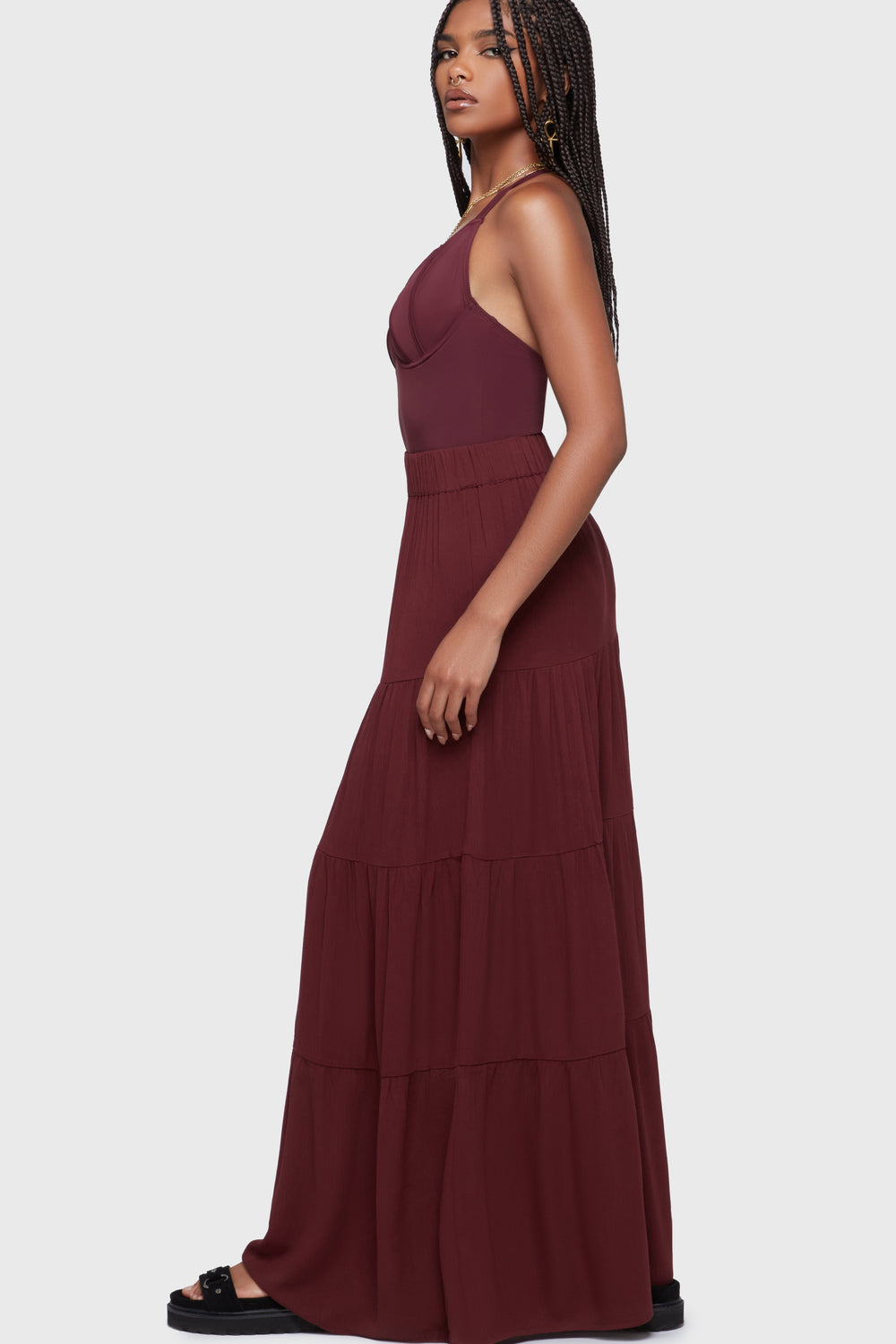 Thursday's Woe Maxi Skirt [Burgundy] Killstar / Womens