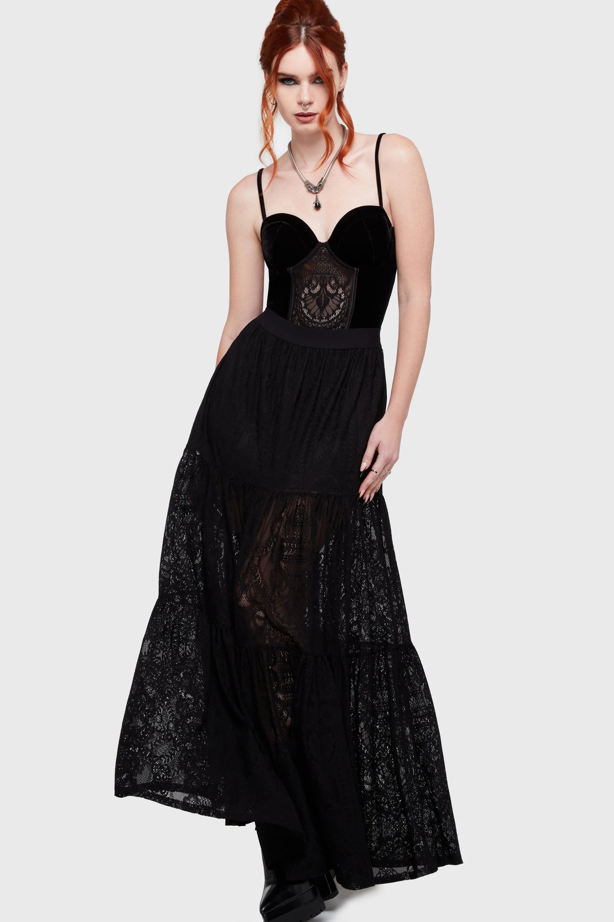 Kiss Of Night Maxi Skirt Killstar / Womens