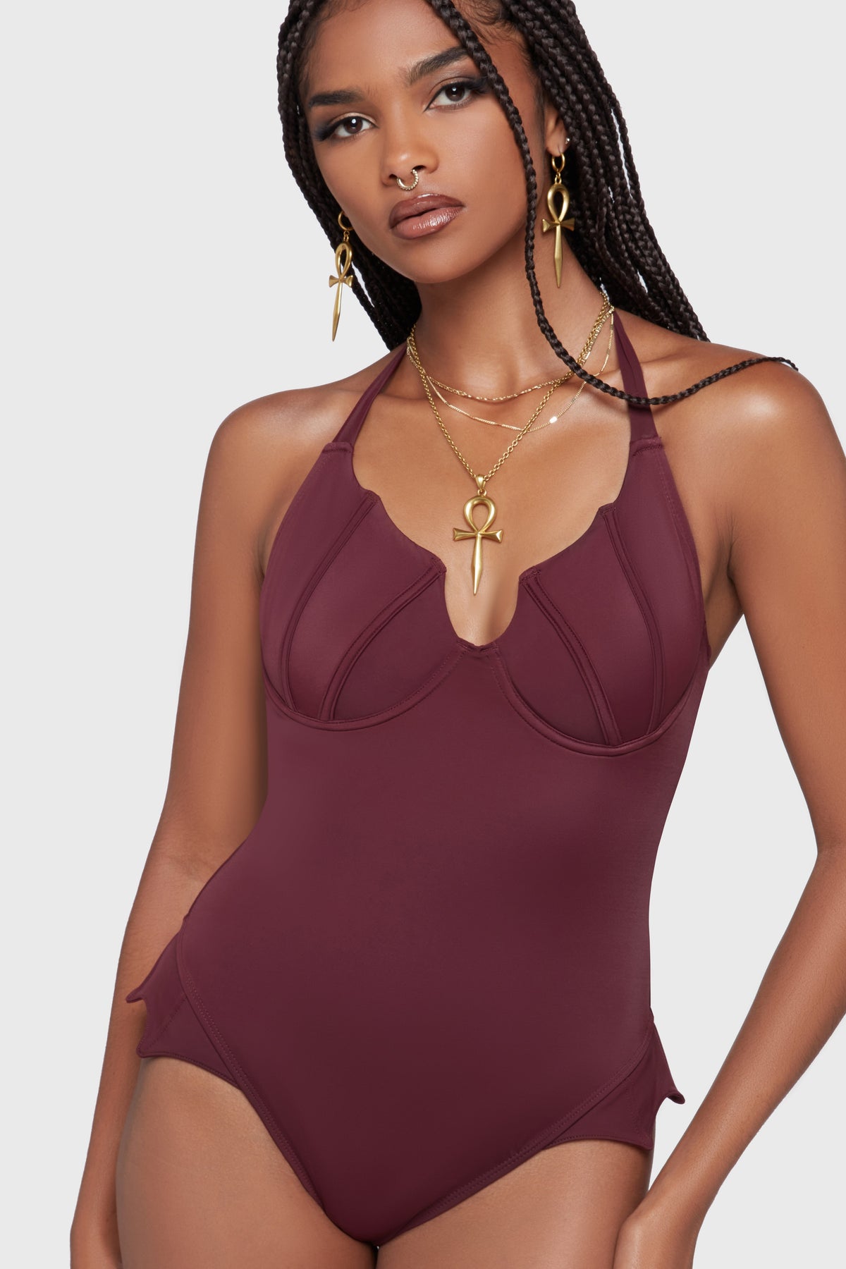 Sonar Splash Swimsuit [Burgundy] Killstar / Womens