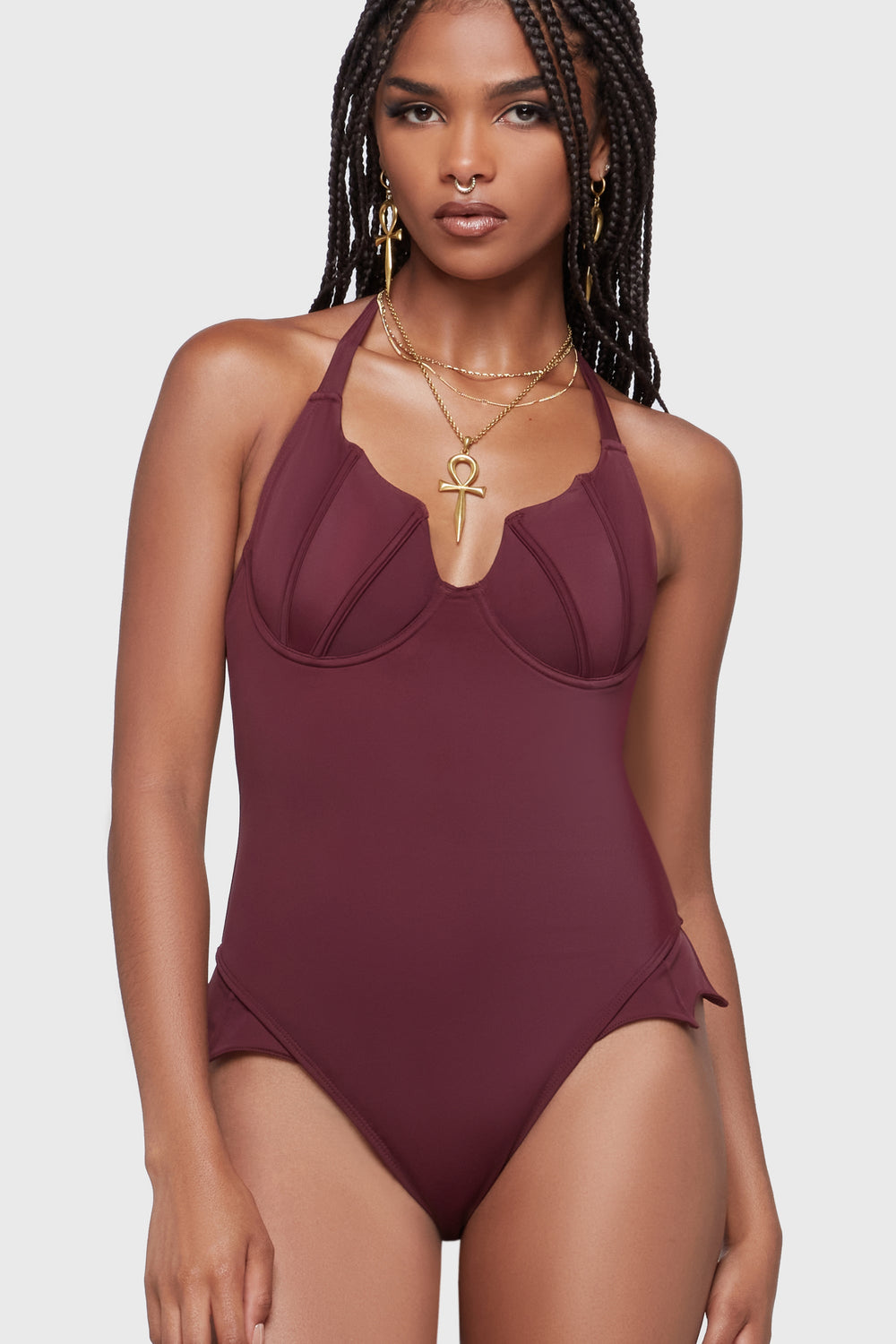 Sonar Splash Swimsuit [Burgundy] Killstar / Womens