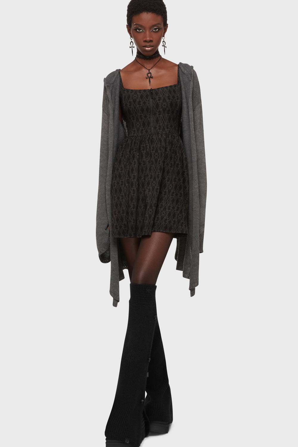Forget Wishing Knit Cardigan [Grey] Killstar / Womens