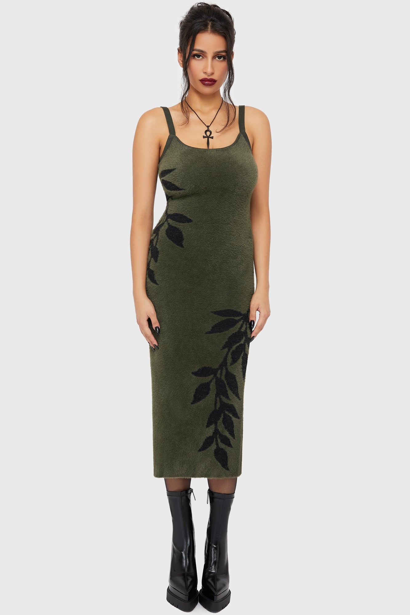 Grim Ferns Midi Dress Killstar / Womens