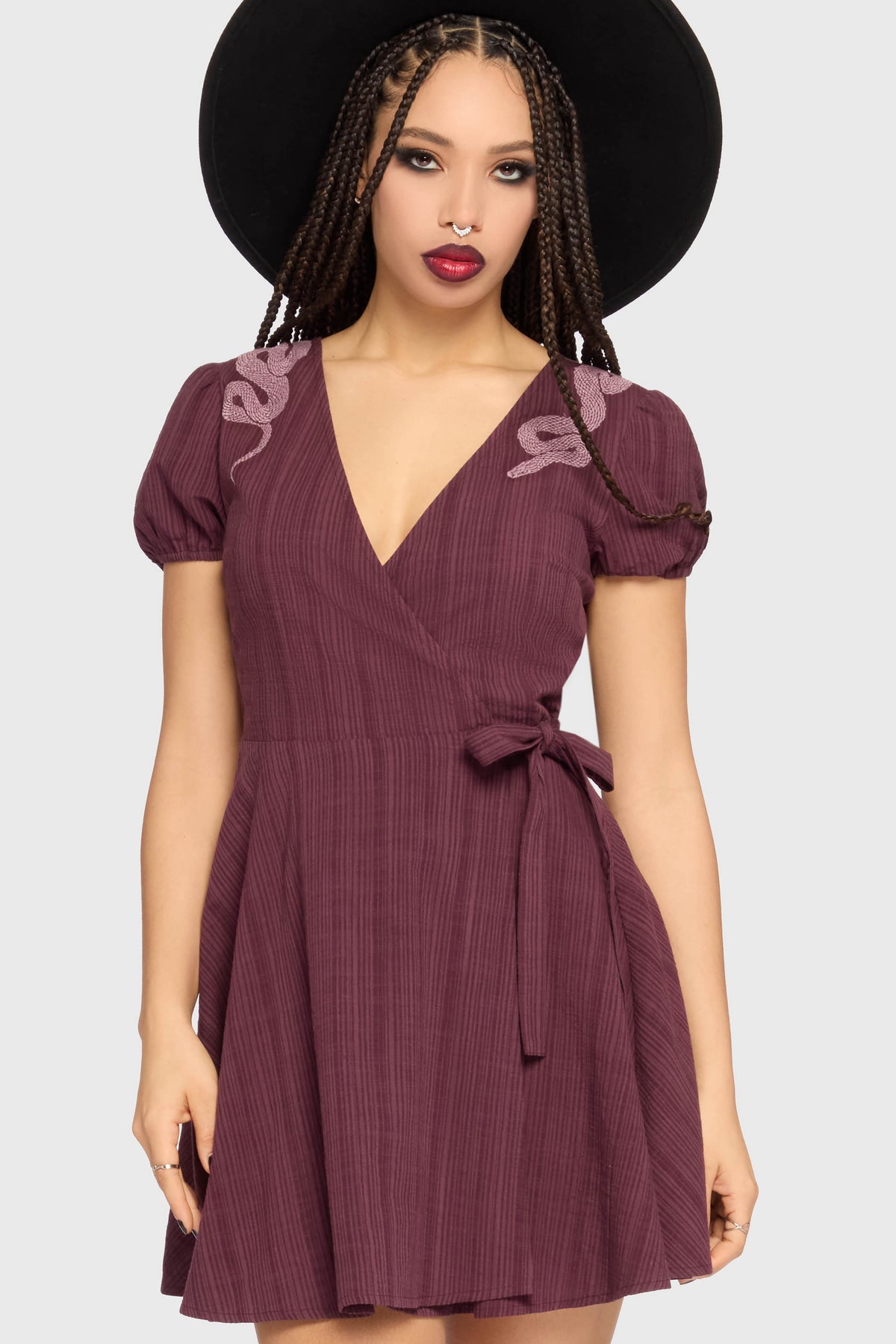The Hollow Embroidered Mini Dress [Purple] Killstar / Womens