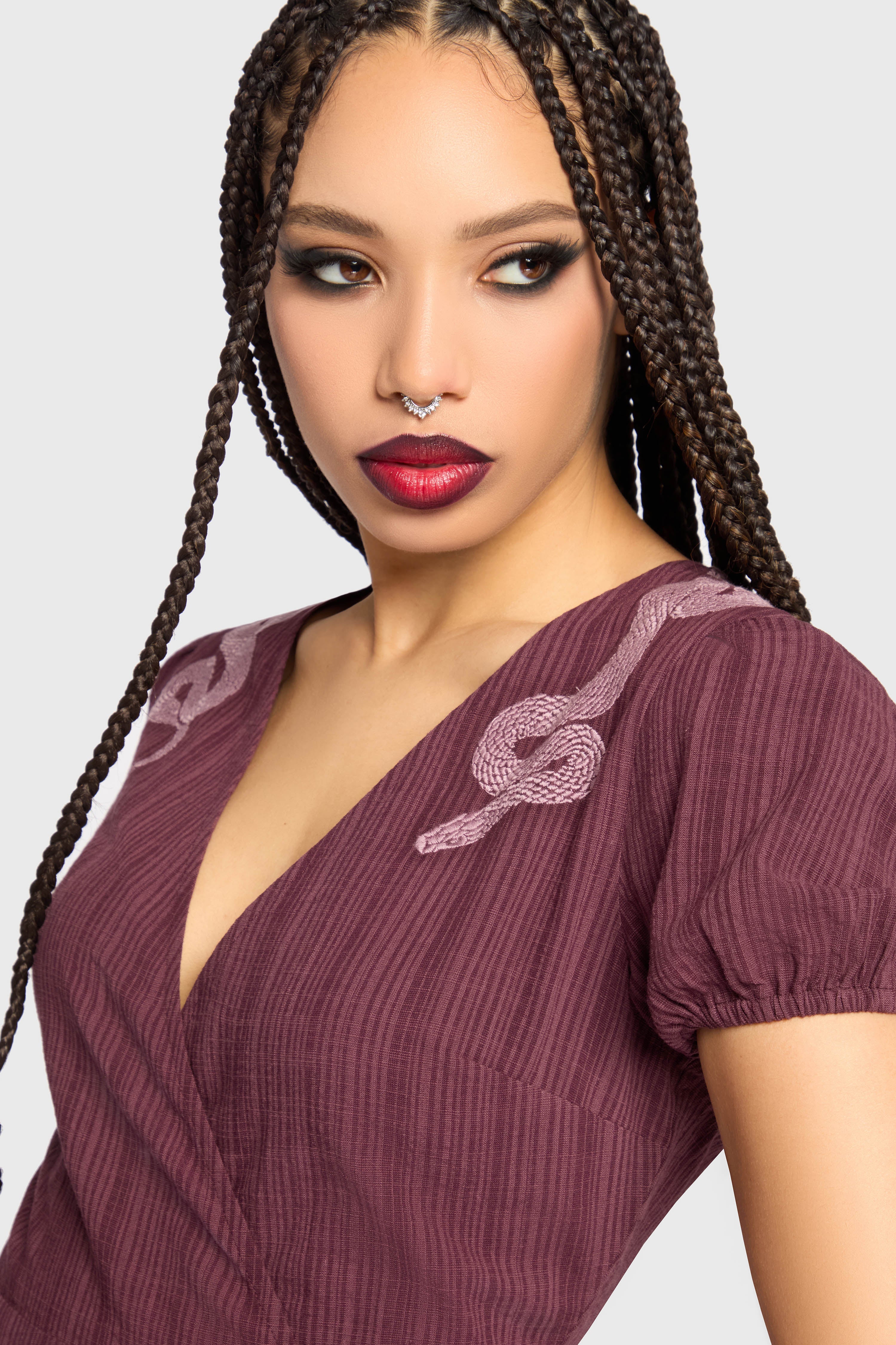 The Hollow Embroidered Mini Dress [Purple] Killstar / Womens