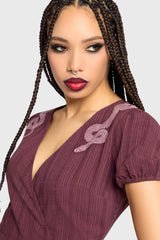 The Hollow Embroidered Mini Dress [Purple] Killstar / Womens