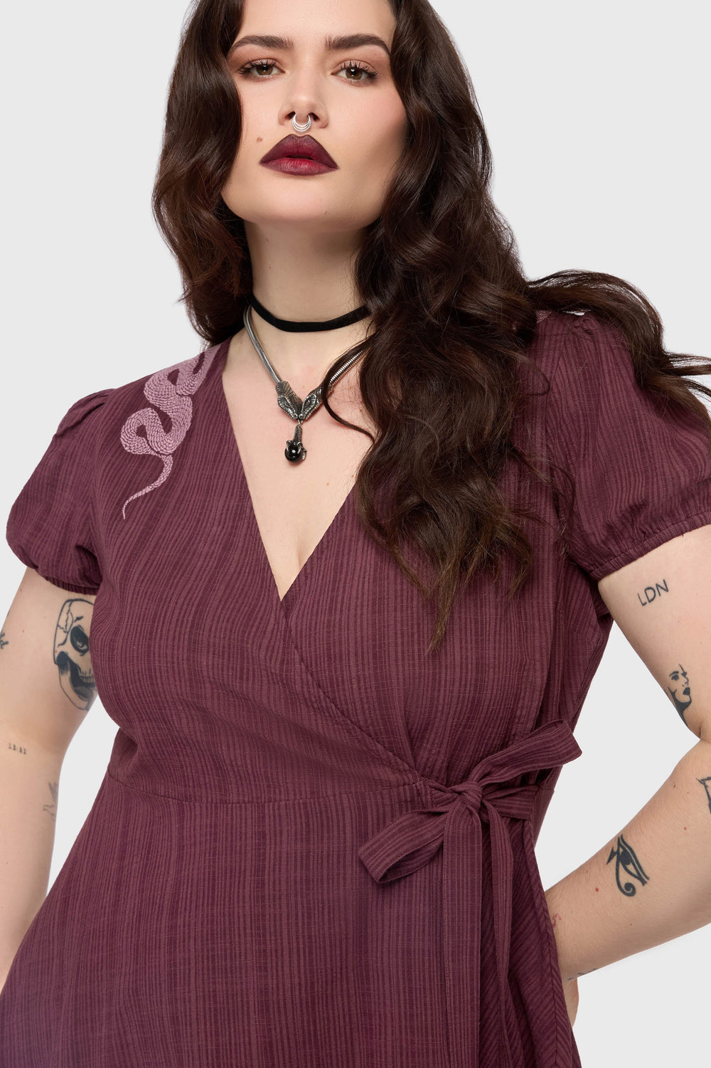 The Hollow Embroidered Mini Dress [Purple] Killstar / Womens