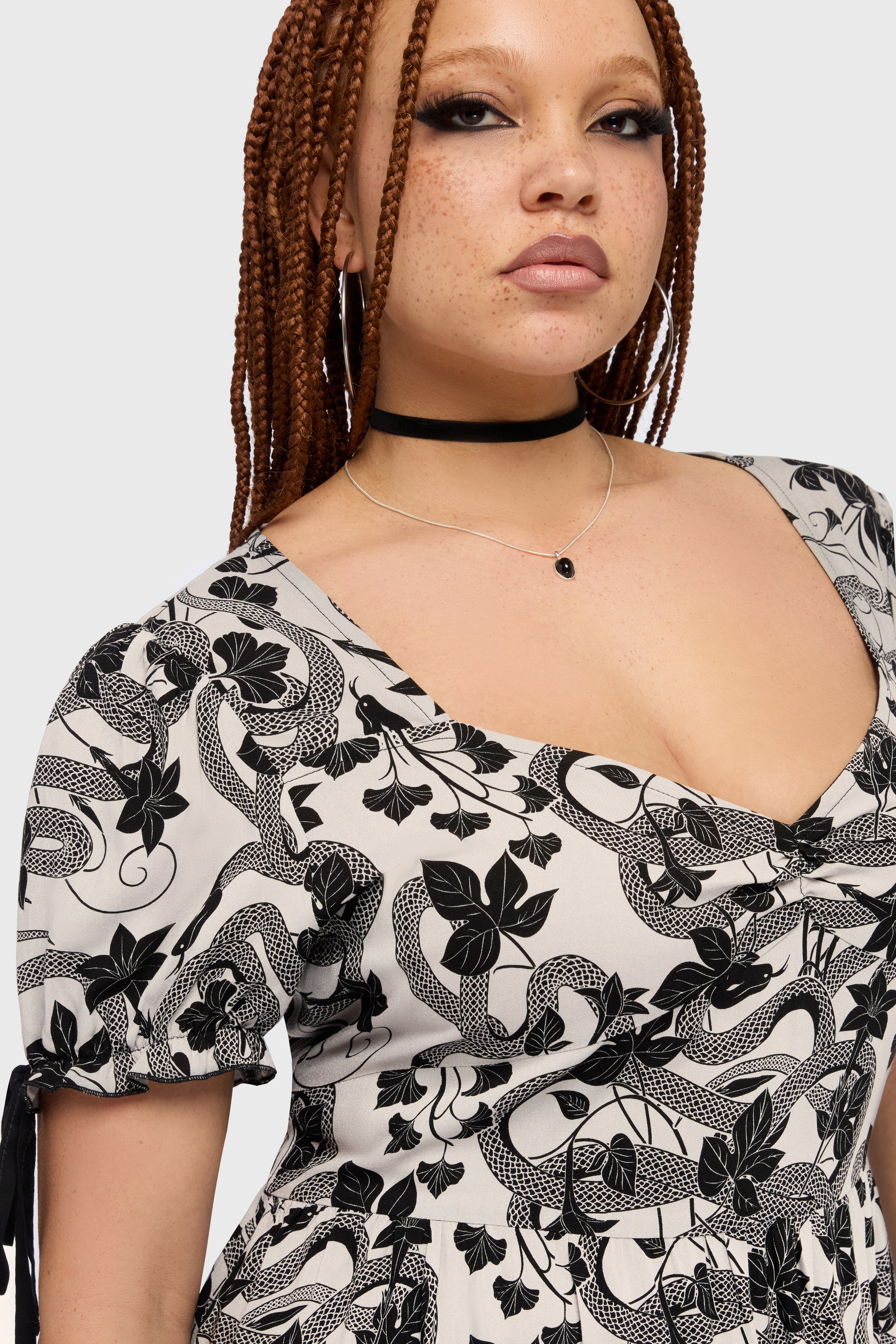 Venomous Rose Puffed Sleeve Mini Dress Killstar / Womens