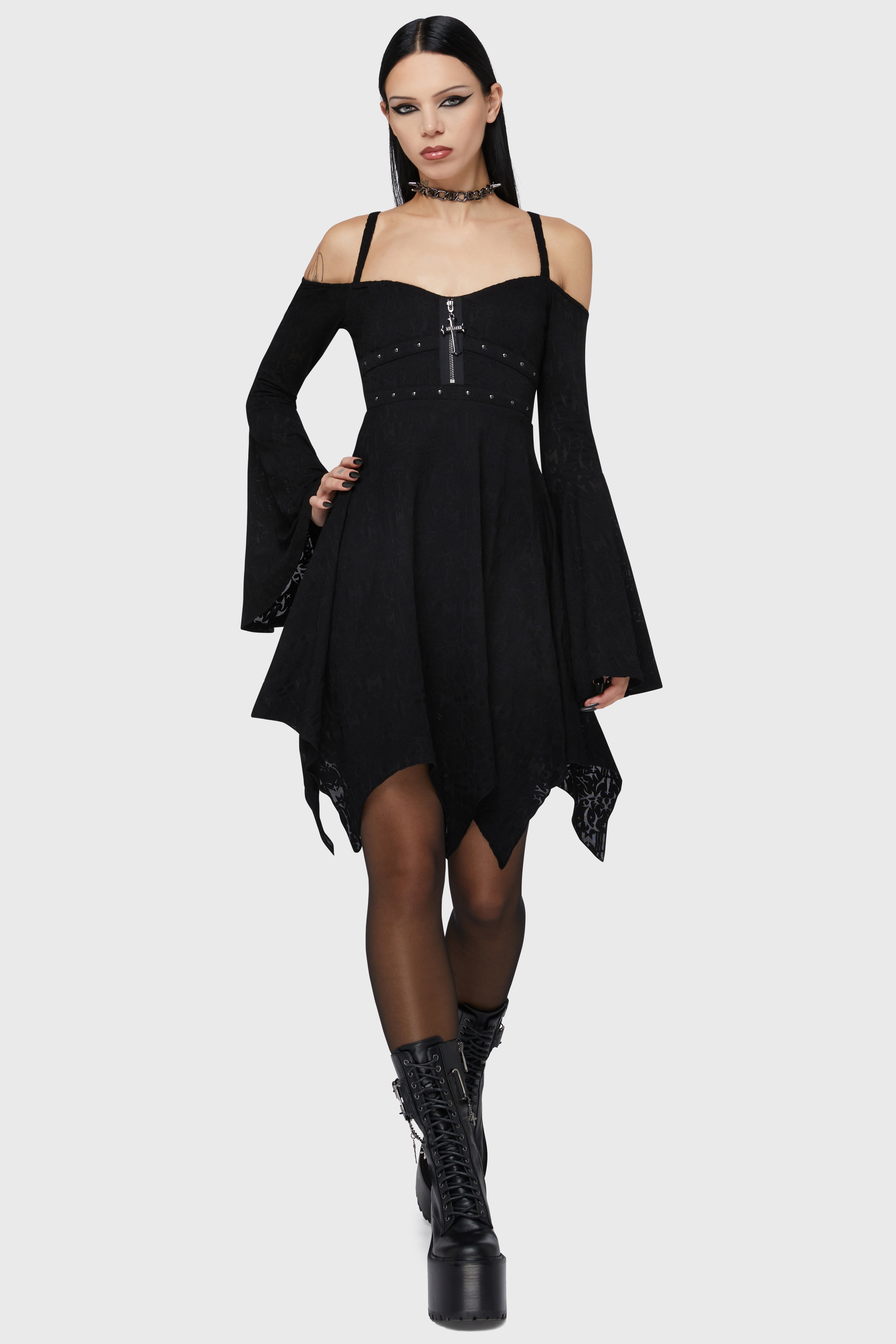 Black Damask Mini Dress Killstar / Womens