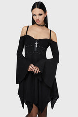 Black Damask Mini Dress Killstar / Womens