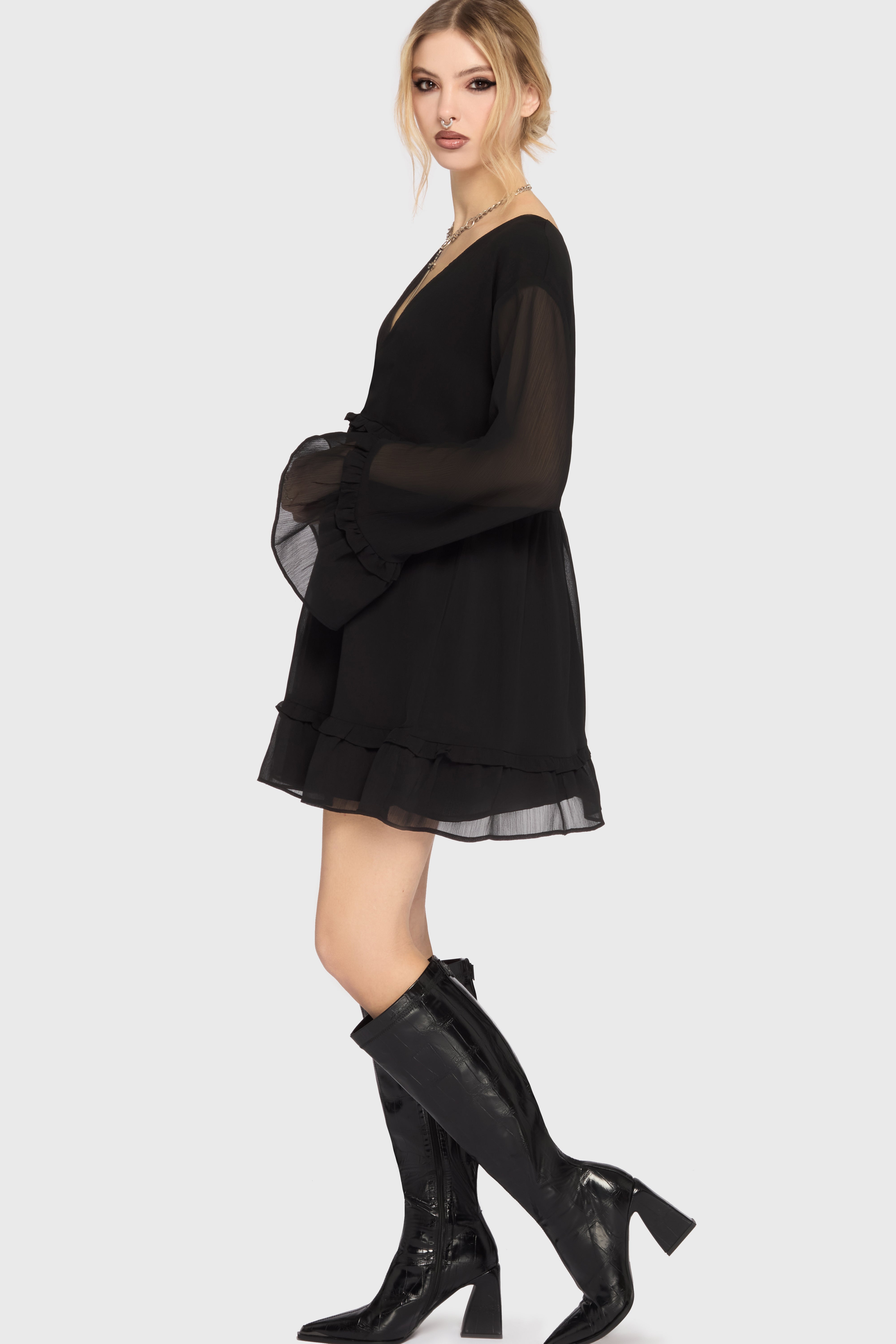 Seraph In Ash Mini Dress [BLACK] Killstar / Womens