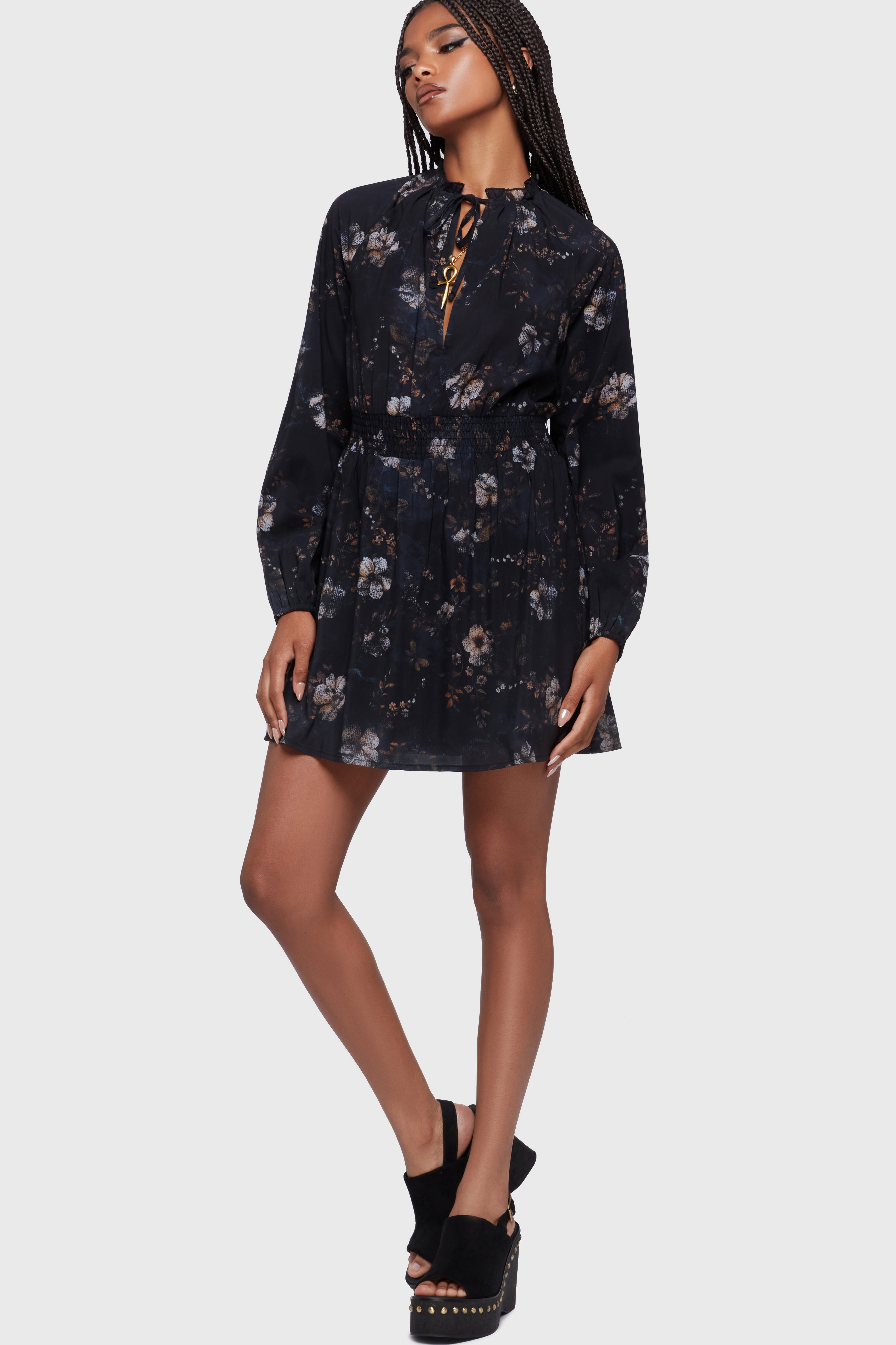 Autumna Mini Dress [Black/Multi] Killstar / Womens