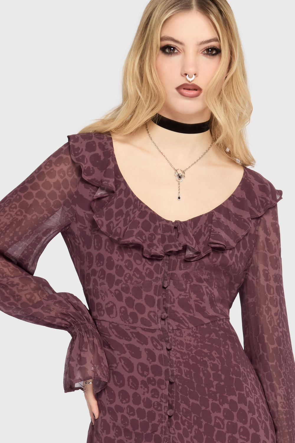 Gaia Adorned Ruffle Maxi Dress Killstar / Womens