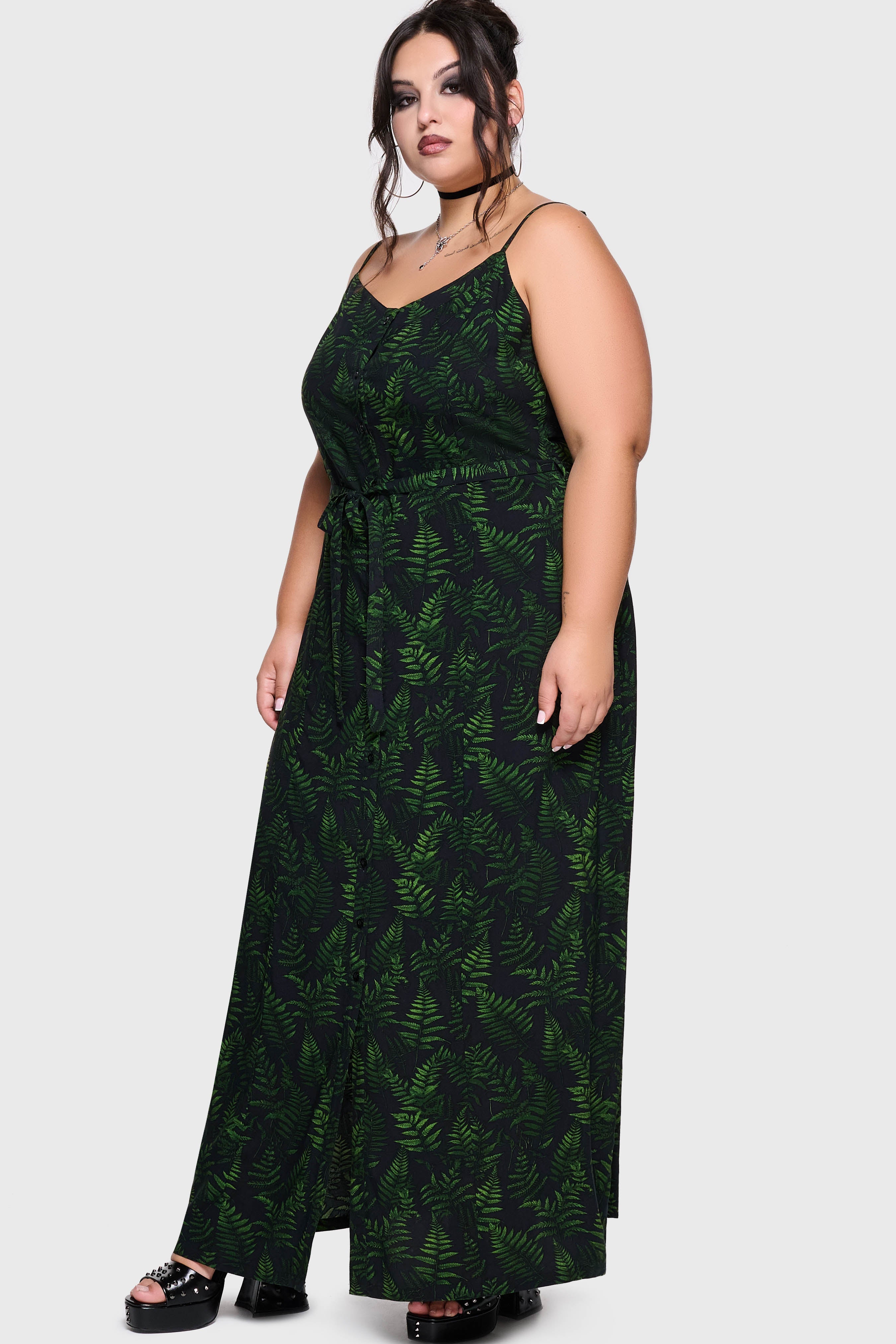 Cottage Chorus Maxi Dress [BLACK/GREEN] Killstar / Womens