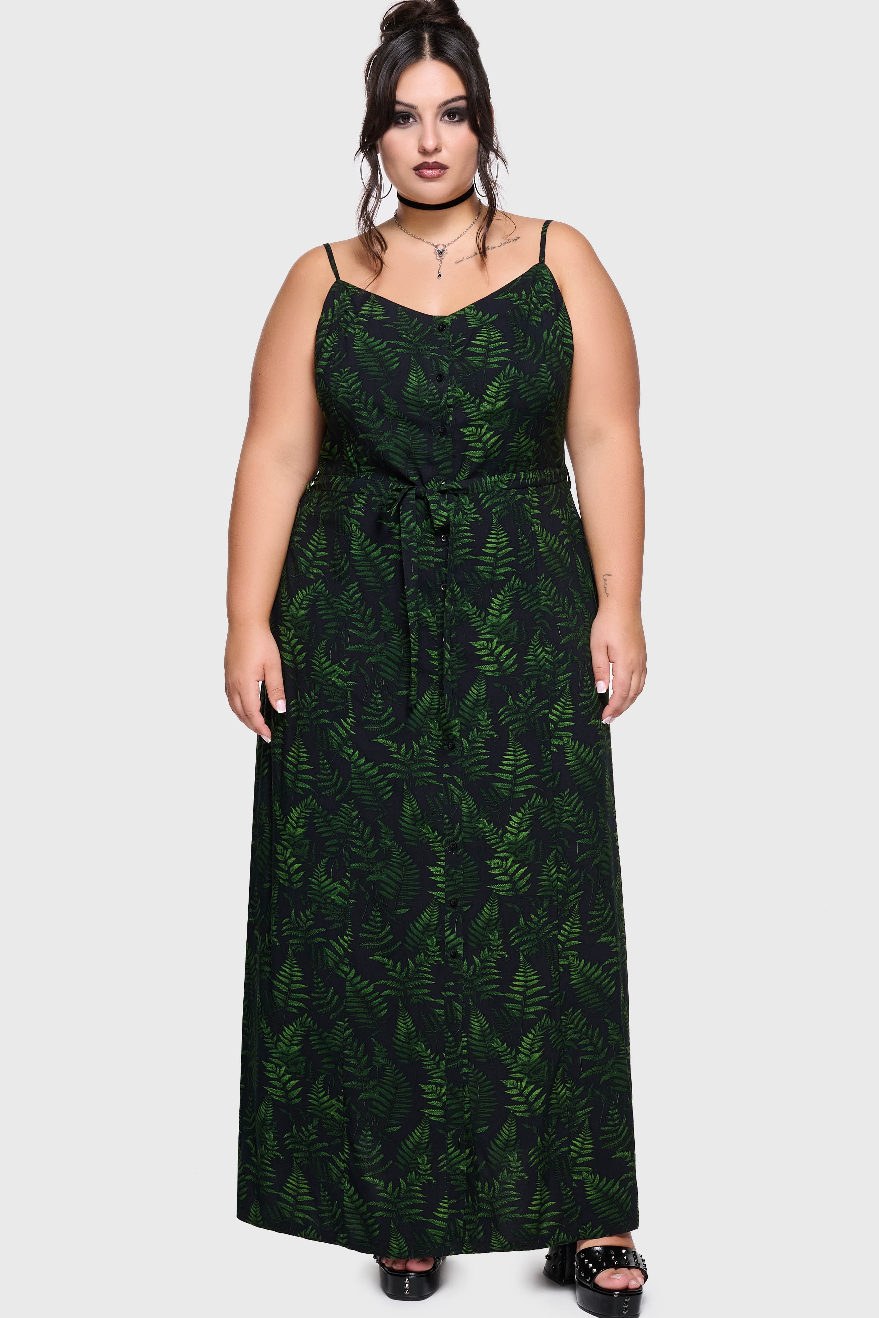 Cottage Chorus Maxi Dress [BLACK/GREEN] Killstar / Womens