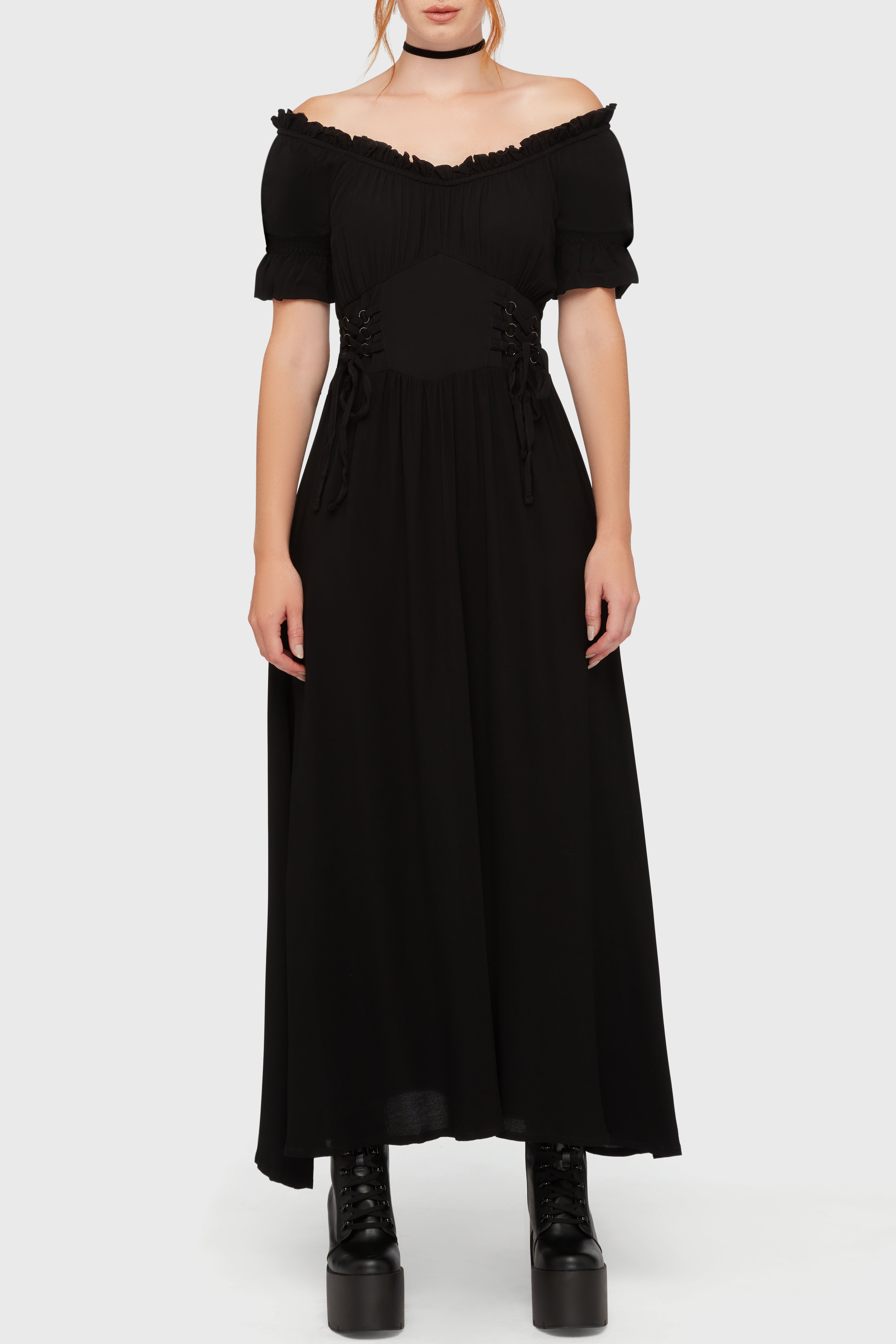 Jocasta Maxi Dress Short Sleeve [BLACK] Killstar / Womens