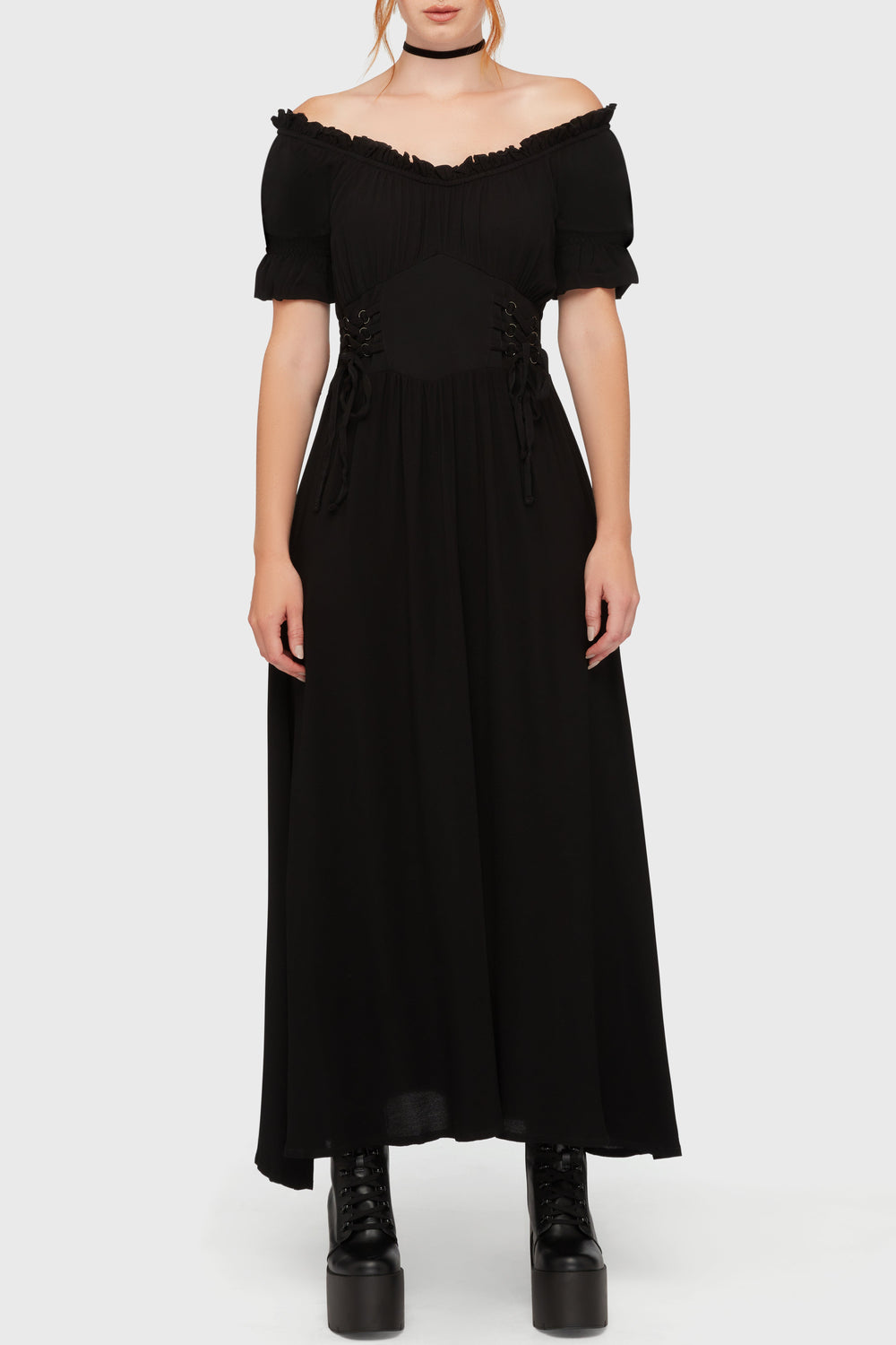 Jocasta Maxi Dress Short Sleeve [BLACK] Killstar / Womens