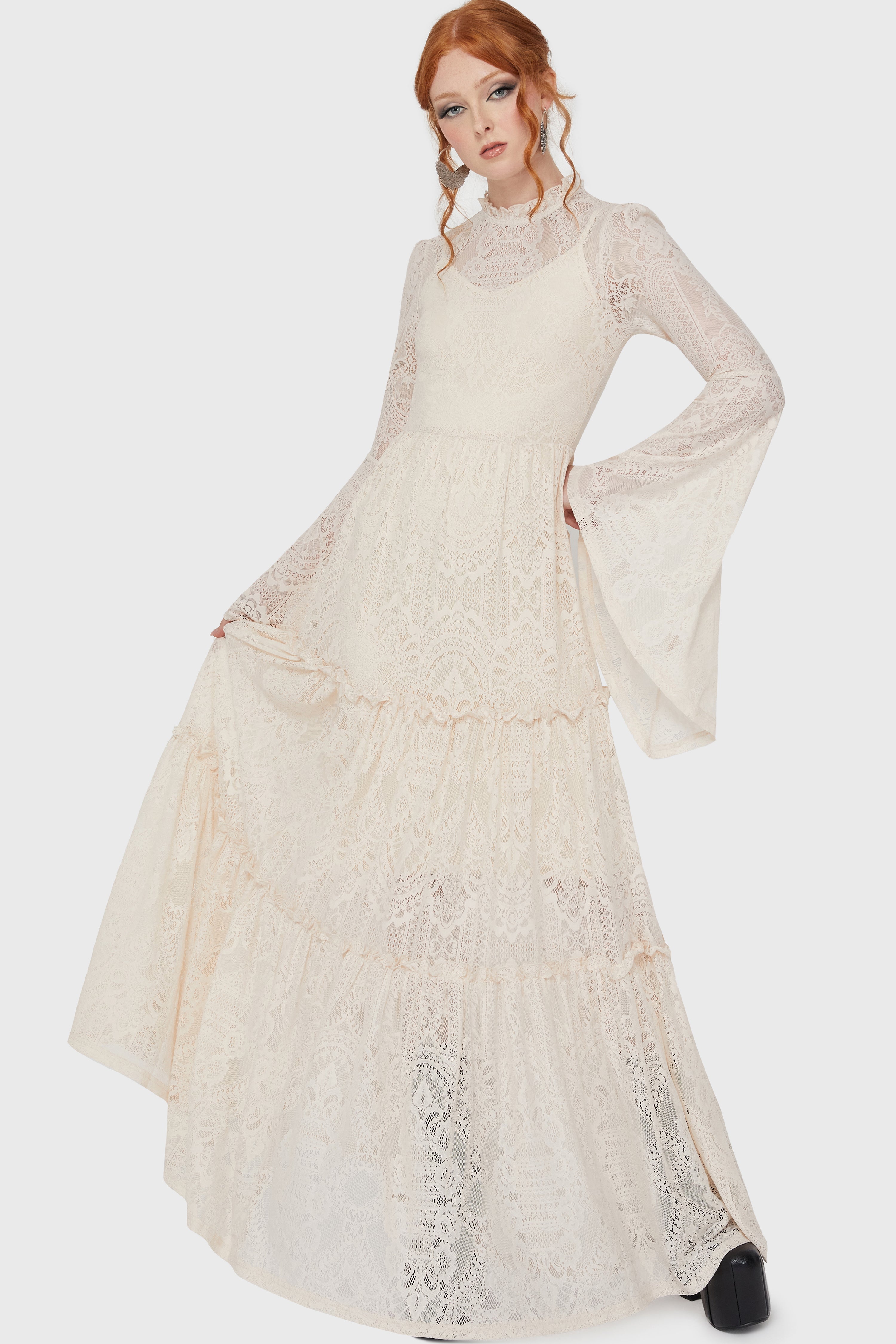 Hecate Lace Maxi Dress [IVORY] Killstar / Womens