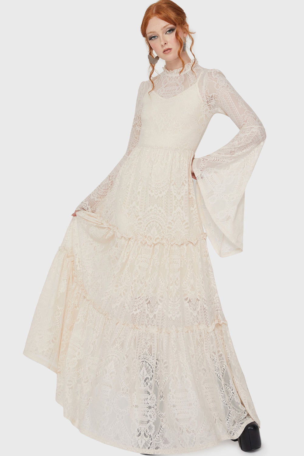 Hecate Lace Maxi Dress [IVORY] Killstar / Womens