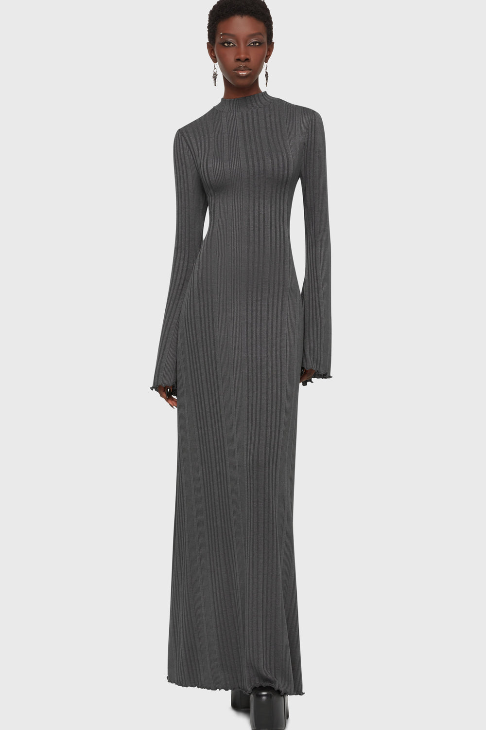 Drenched Grief Maxi Dress [Grey] Killstar / Womens