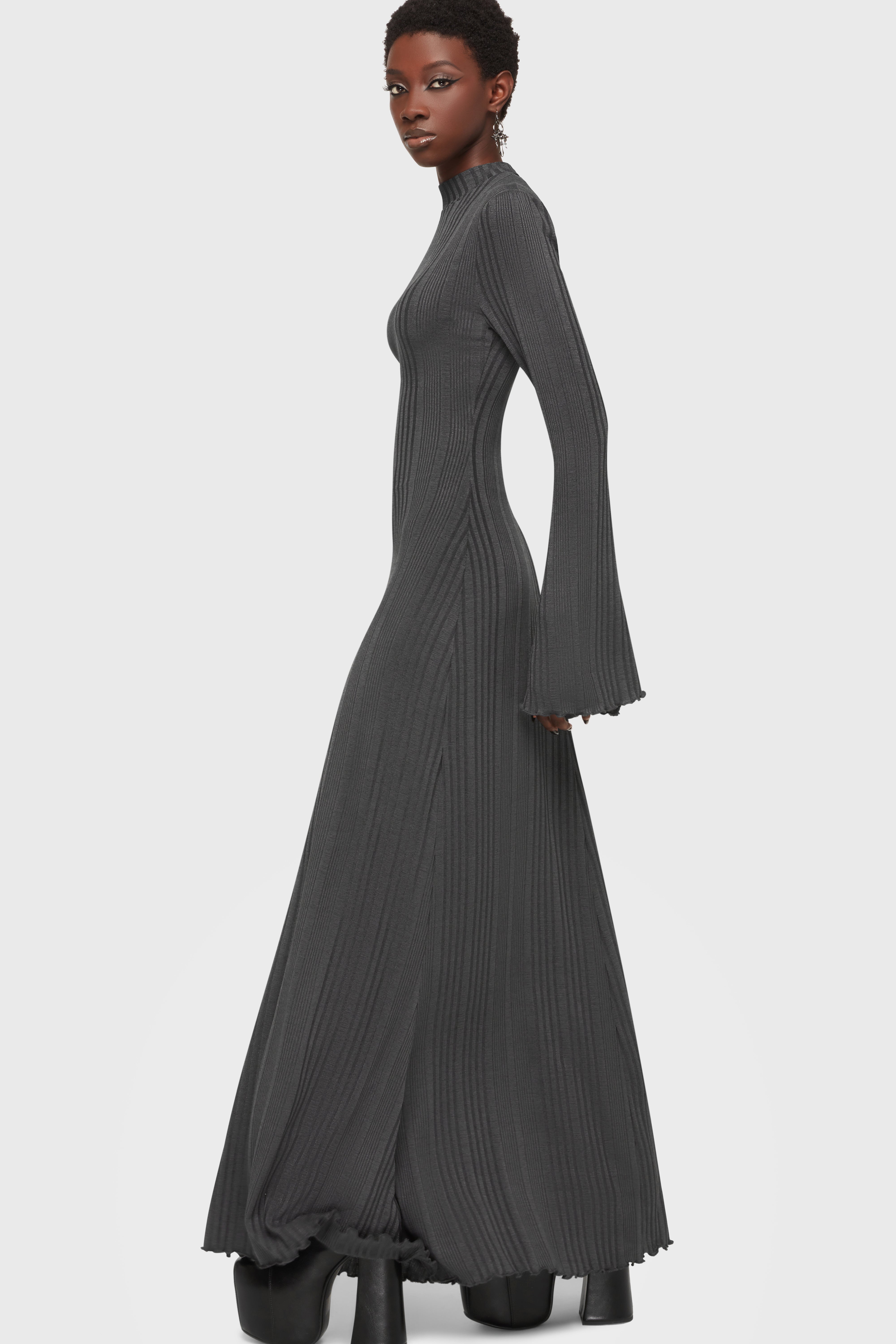 Drenched Grief Maxi Dress [Grey] Killstar / Womens