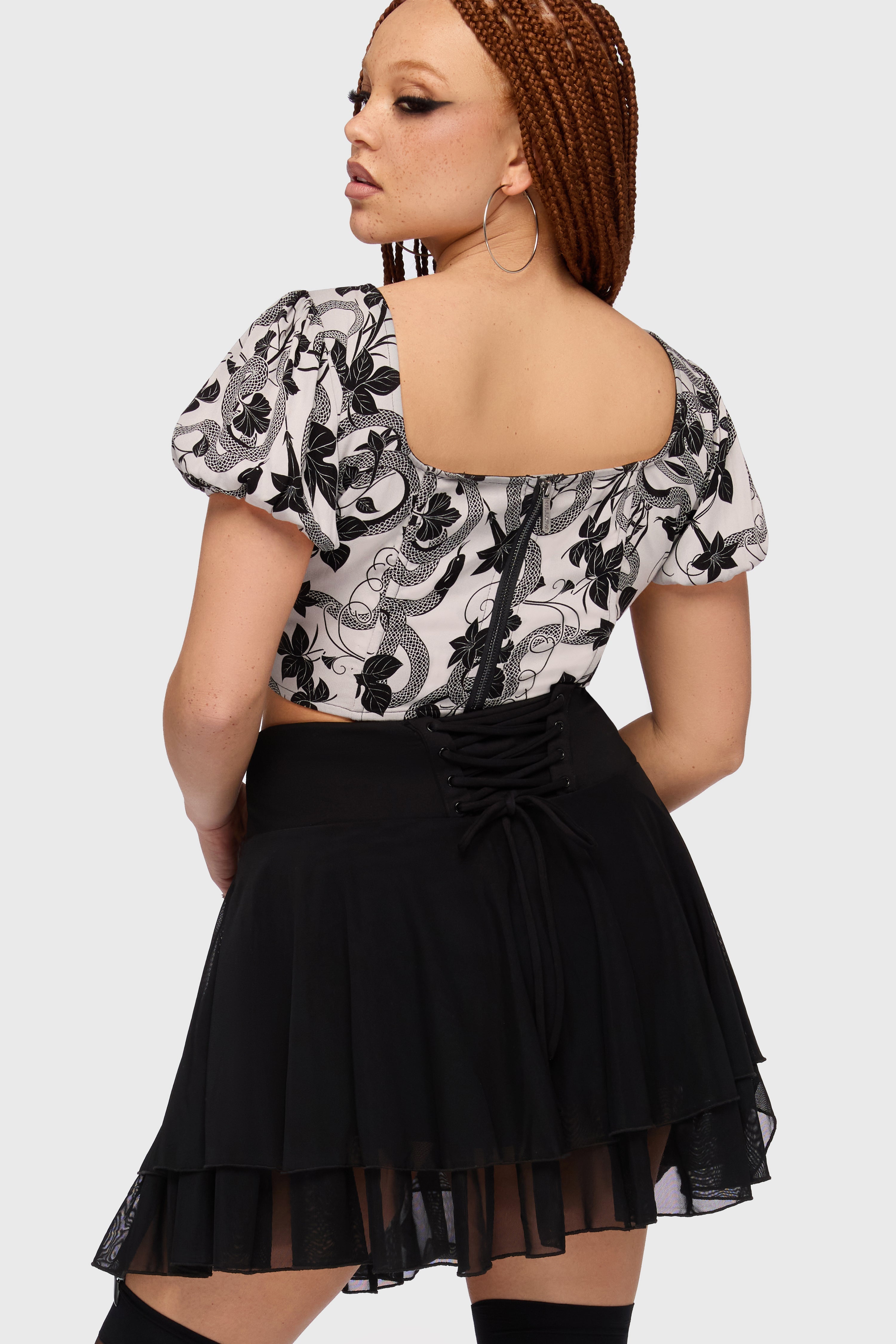Venomous Rose Puffed Sleeve Corset Top Killstar / Womens