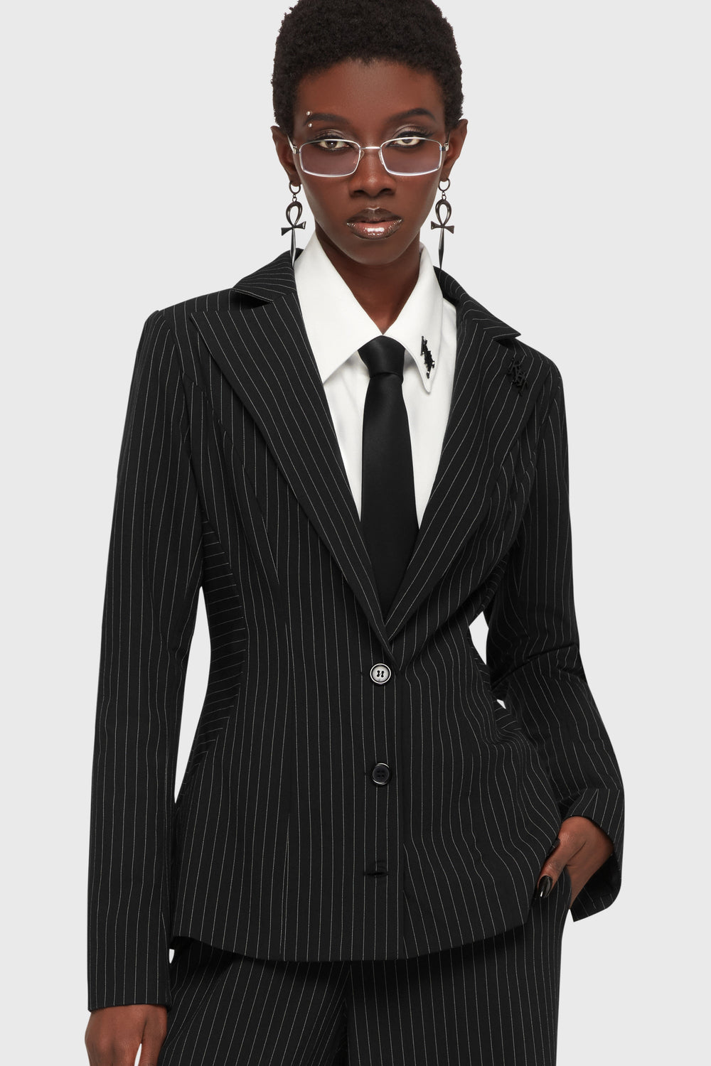 Oblivienne Jacket [Black Pinstripe] Killstar / Womens