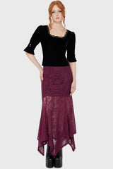 Belladonna Lace Maxi Skirt [Plum] Killstar / Womens