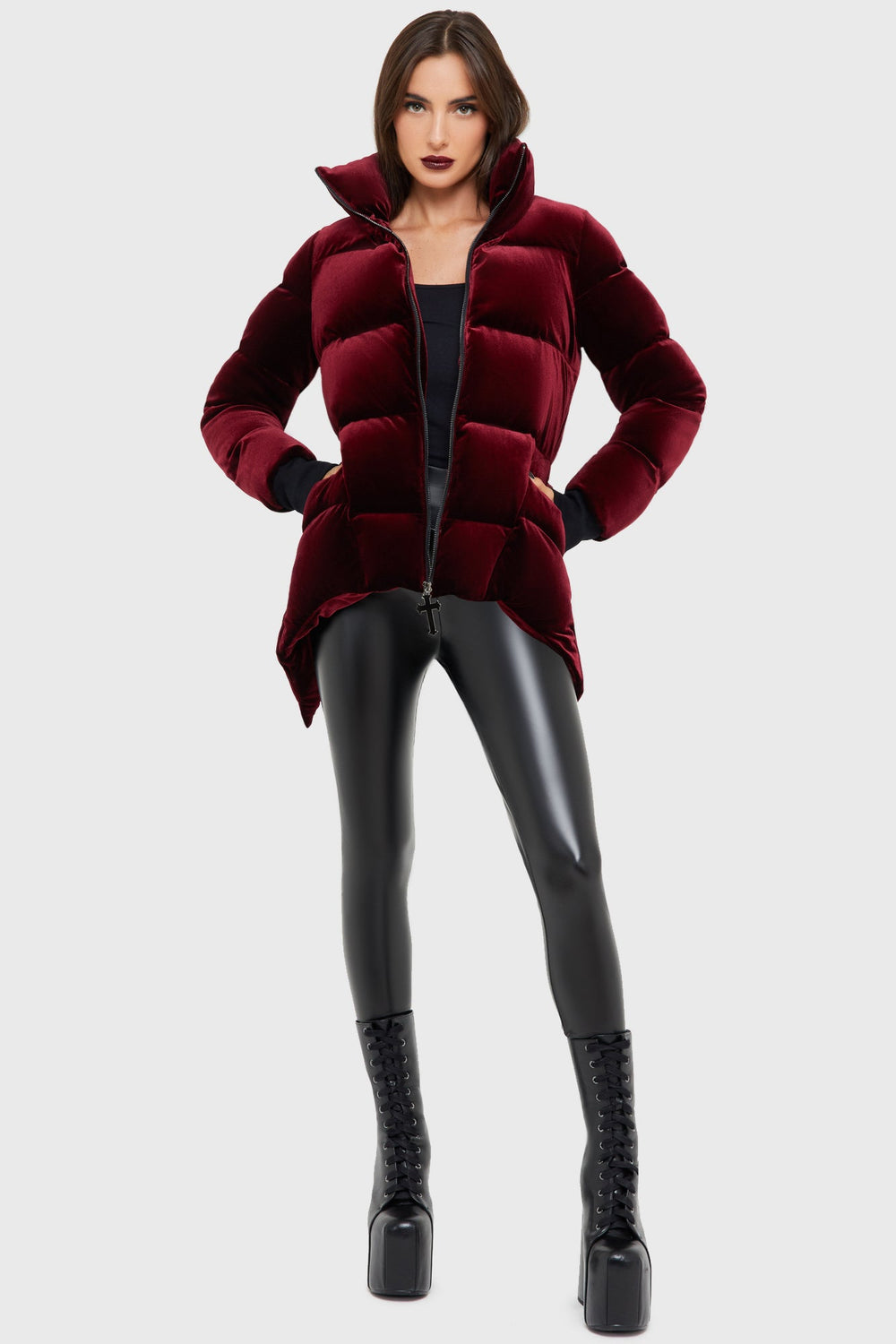 Deadliest Nightvelvet Puffer Coat [RED] Killstar / Womens