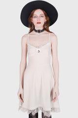 Moonstruck Velvet Skater Dress [Ivory] Killstar / Womens
