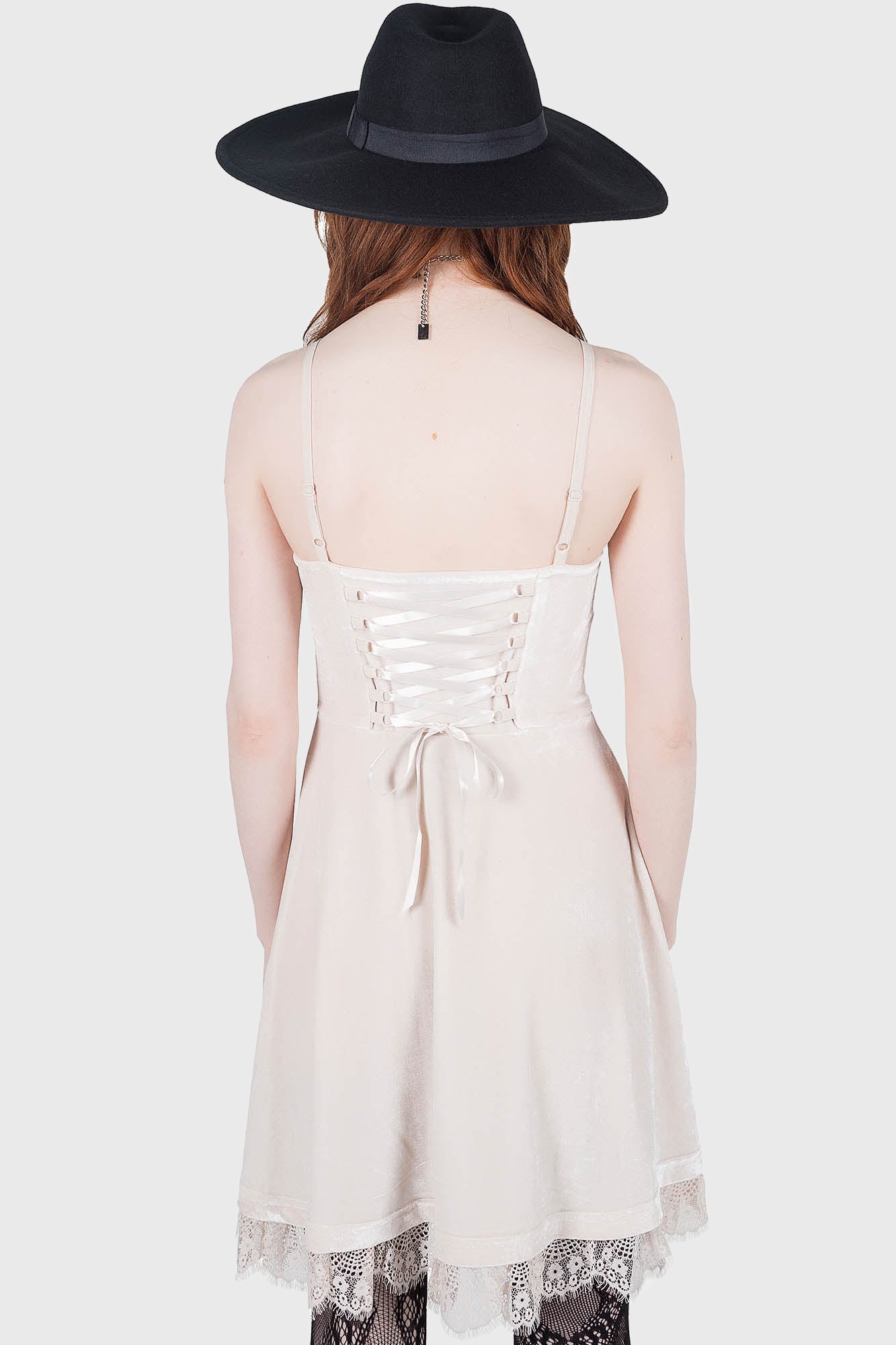 Moonstruck Velvet Skater Dress [Ivory] Killstar / Womens