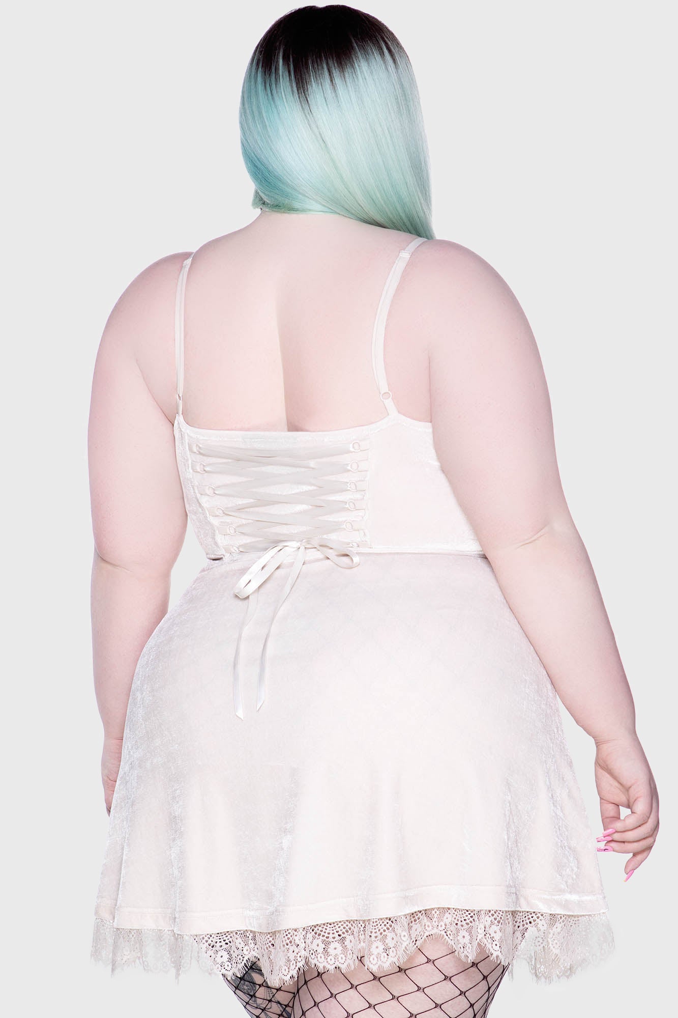 Moonstruck Velvet Skater Dress [Ivory] Killstar / Womens