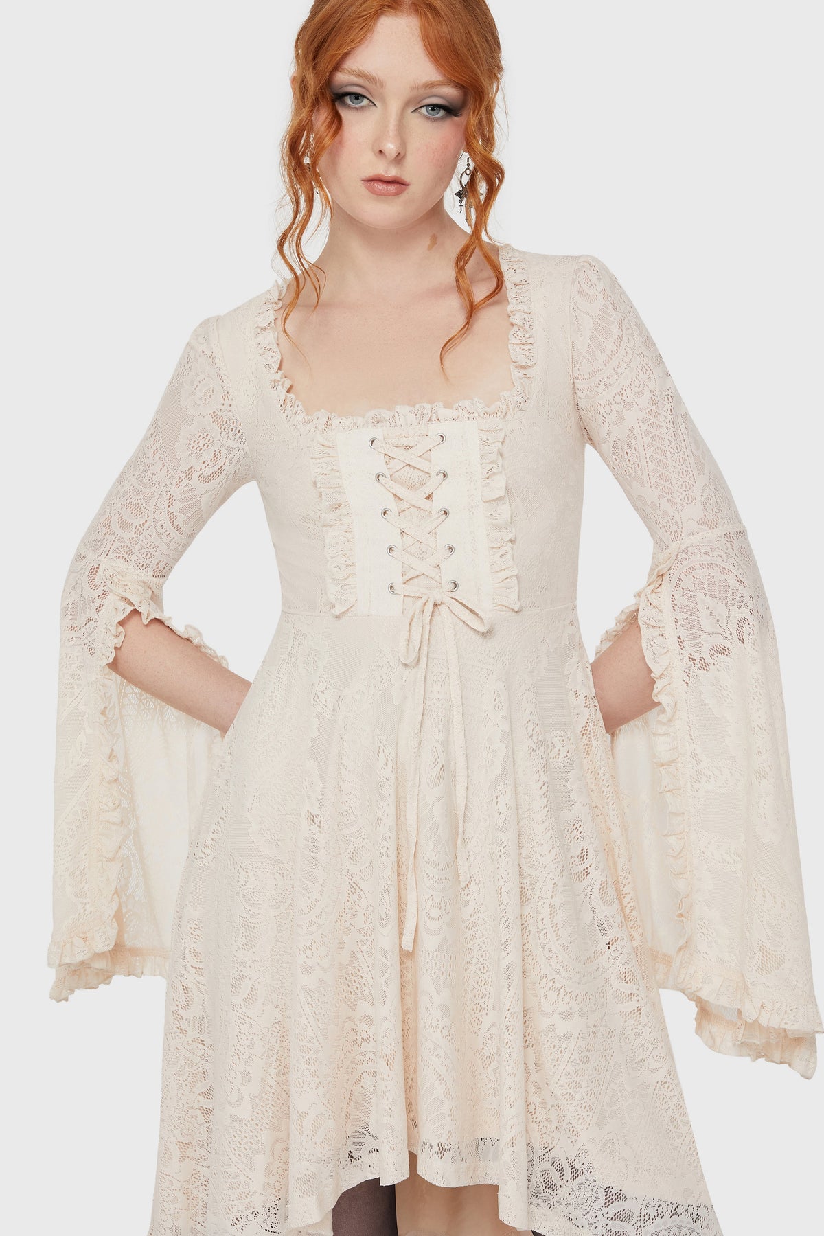 Killing Kisses Lace Maiden Dress [Ivory] Killstar / Womens