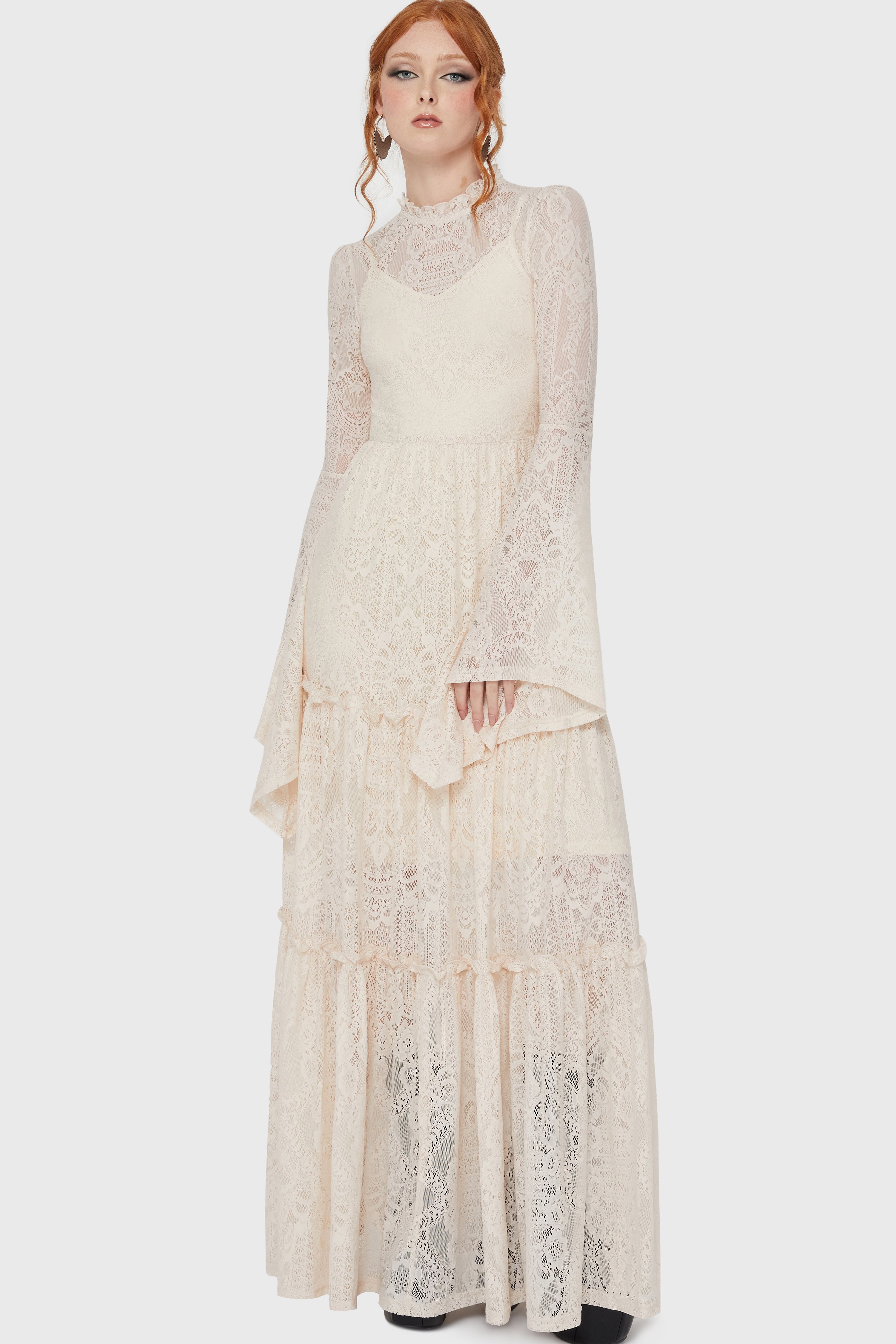Hecate Lace Maxi Dress [IVORY] Killstar / Womens