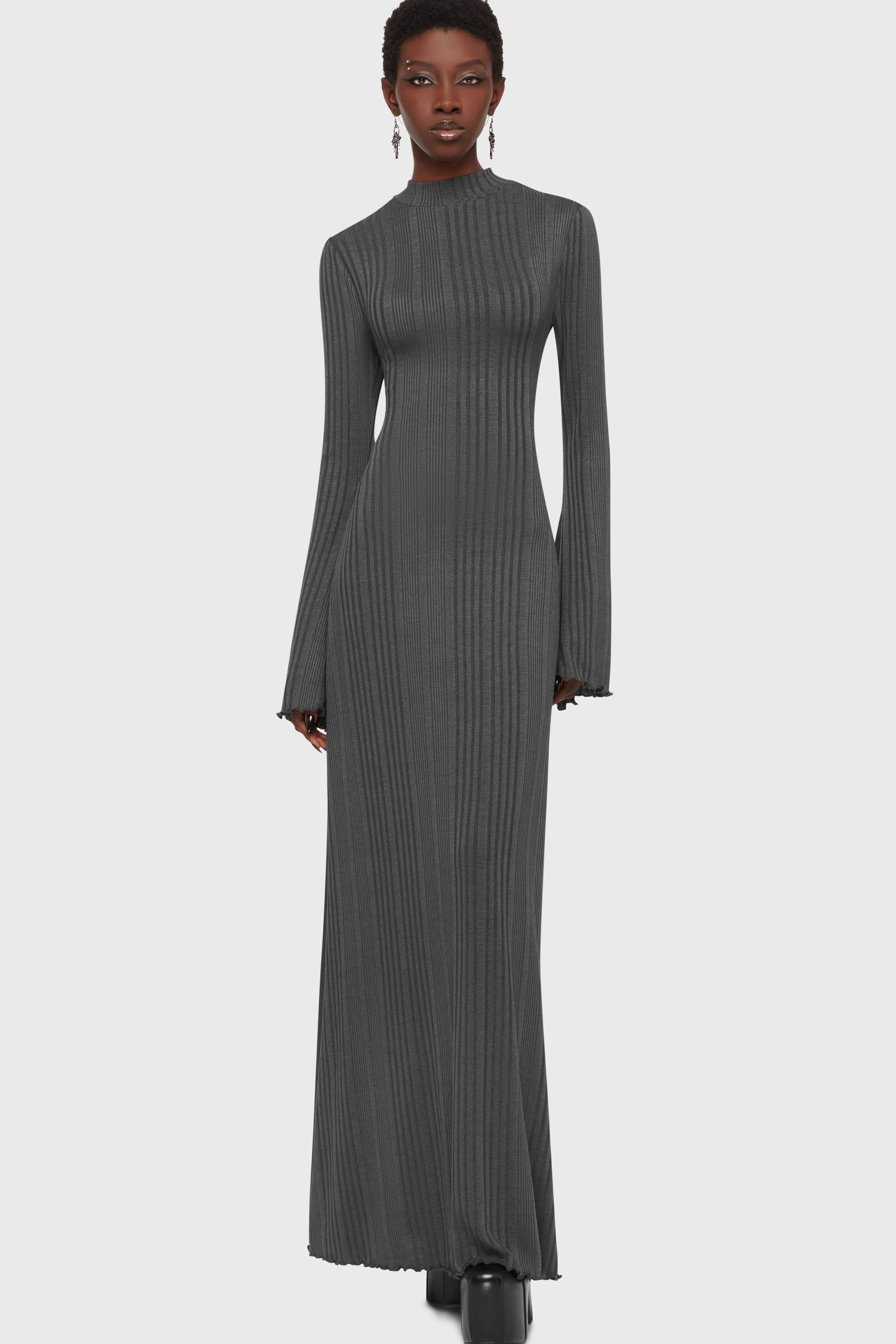 Drenched Grief Maxi Dress [Grey] Killstar / Womens