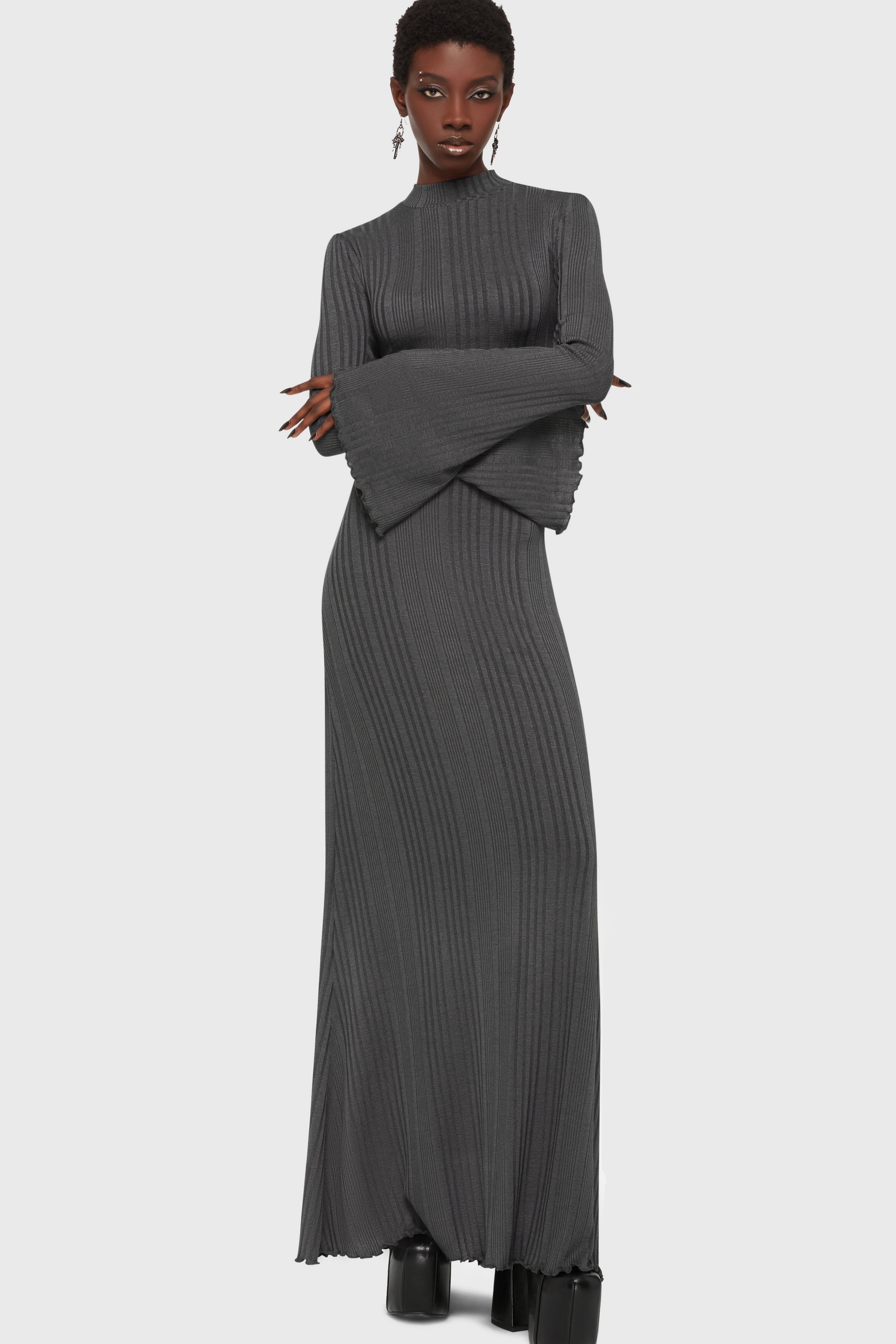 Drenched Grief Maxi Dress [Grey] Killstar / Womens