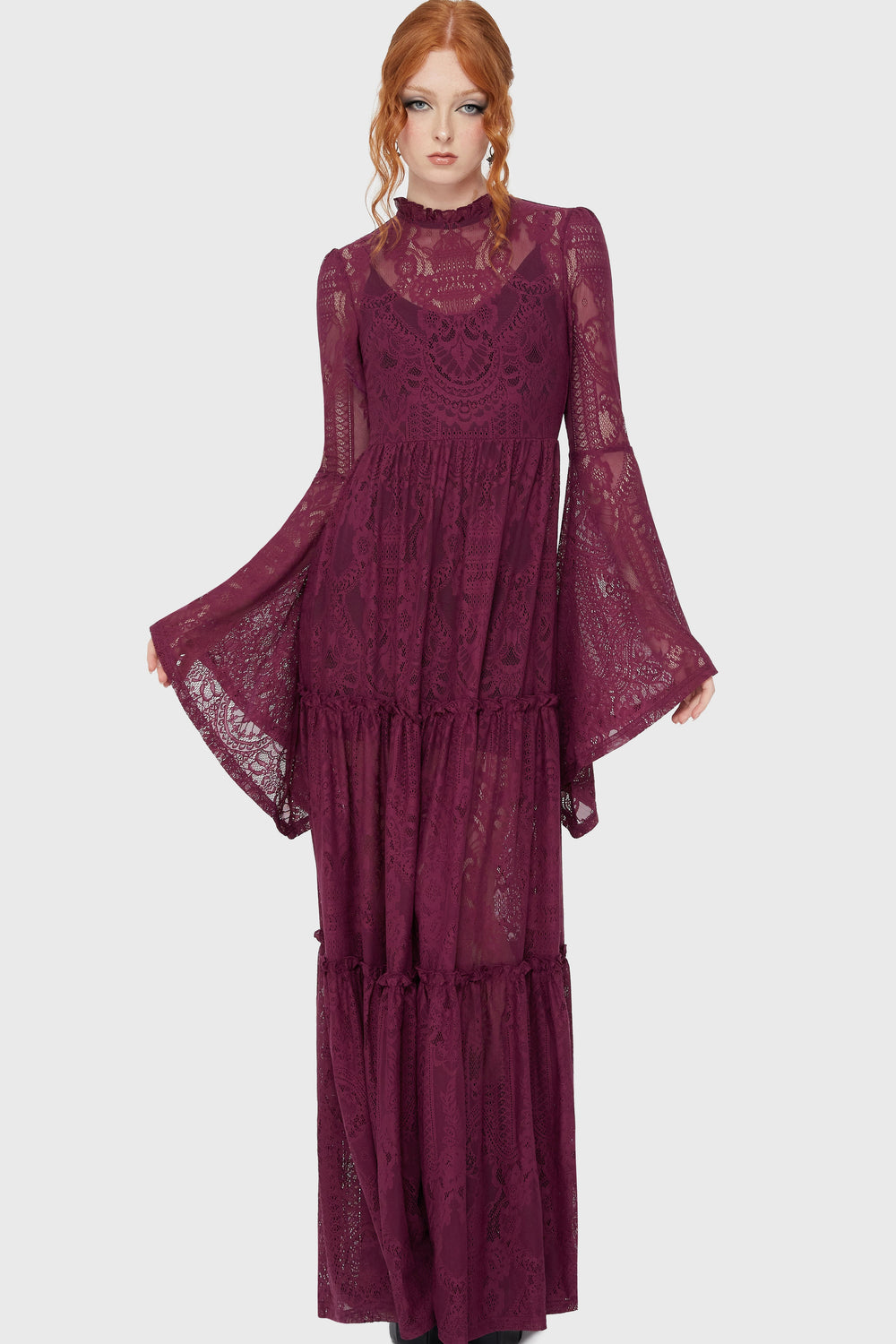 Hecate Lace Maxi Dress [Plum] Killstar / Womens