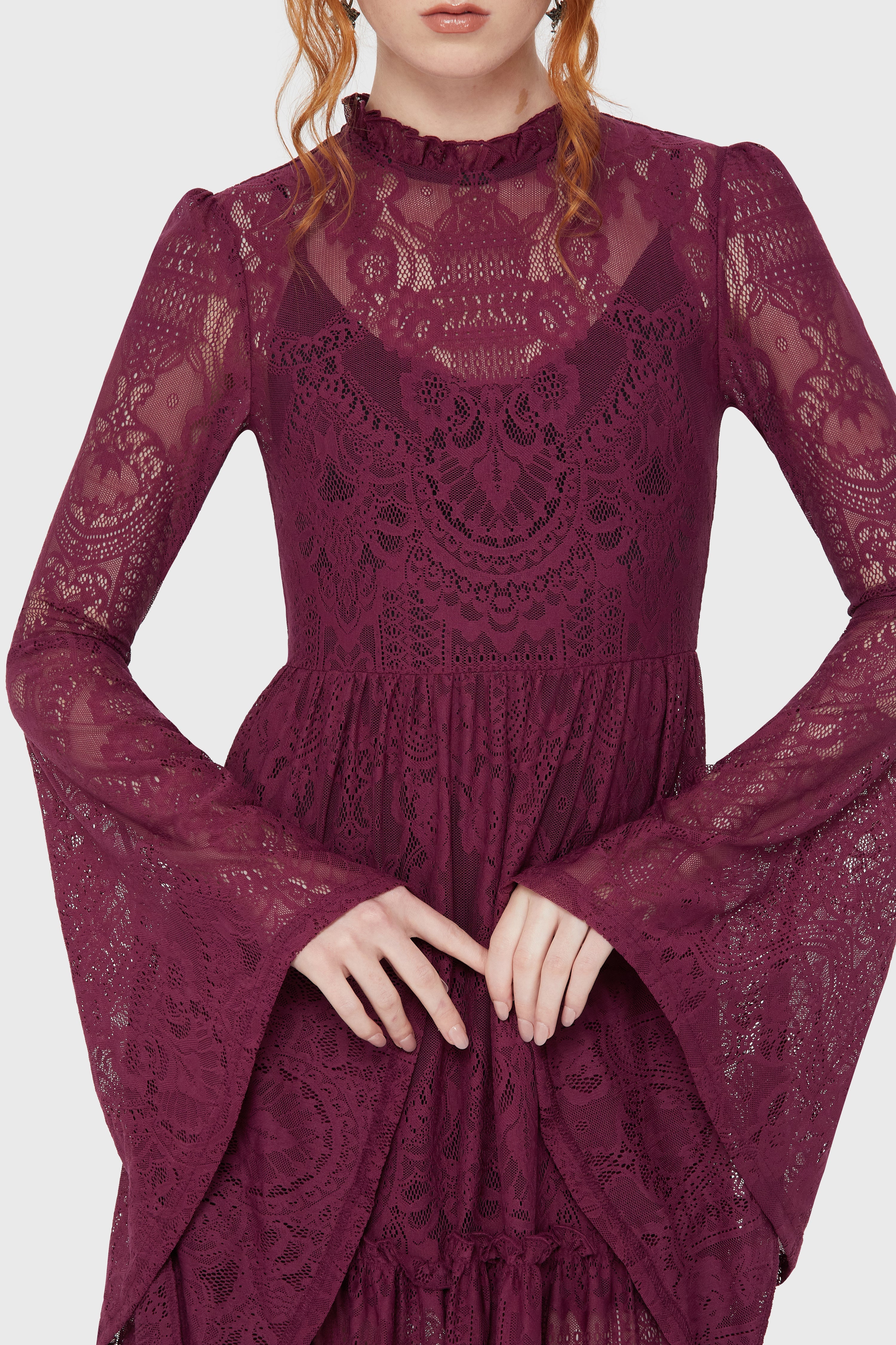 Hecate Lace Maxi Dress [Plum] Killstar / Womens