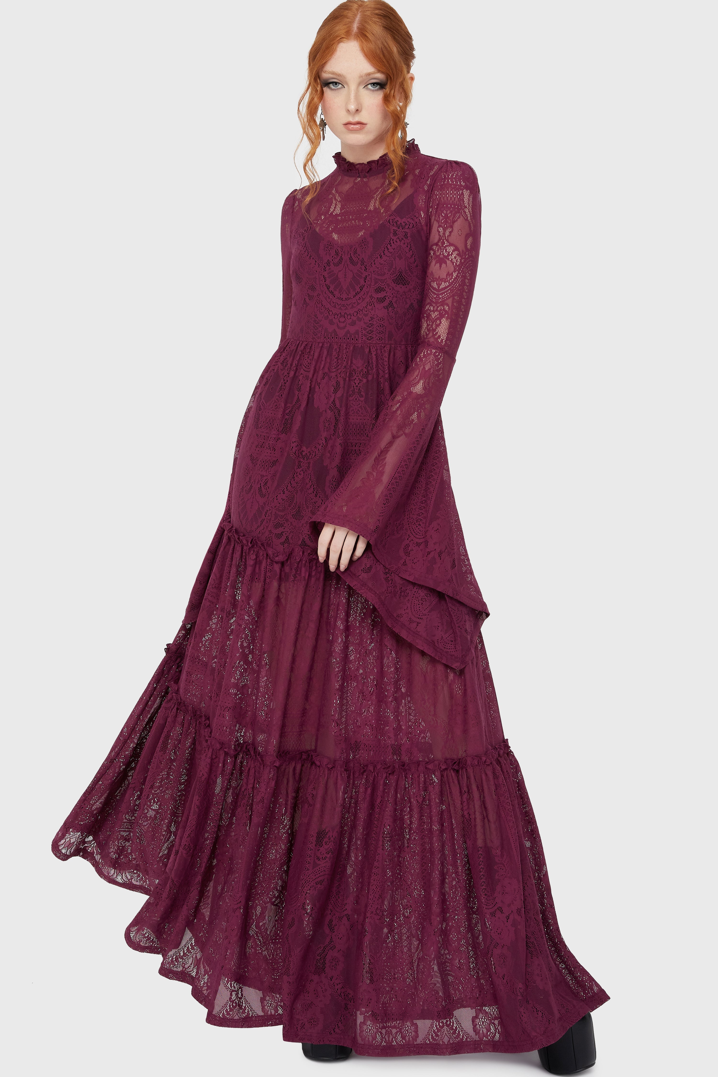 Hecate Lace Maxi Dress [Plum] Killstar / Womens