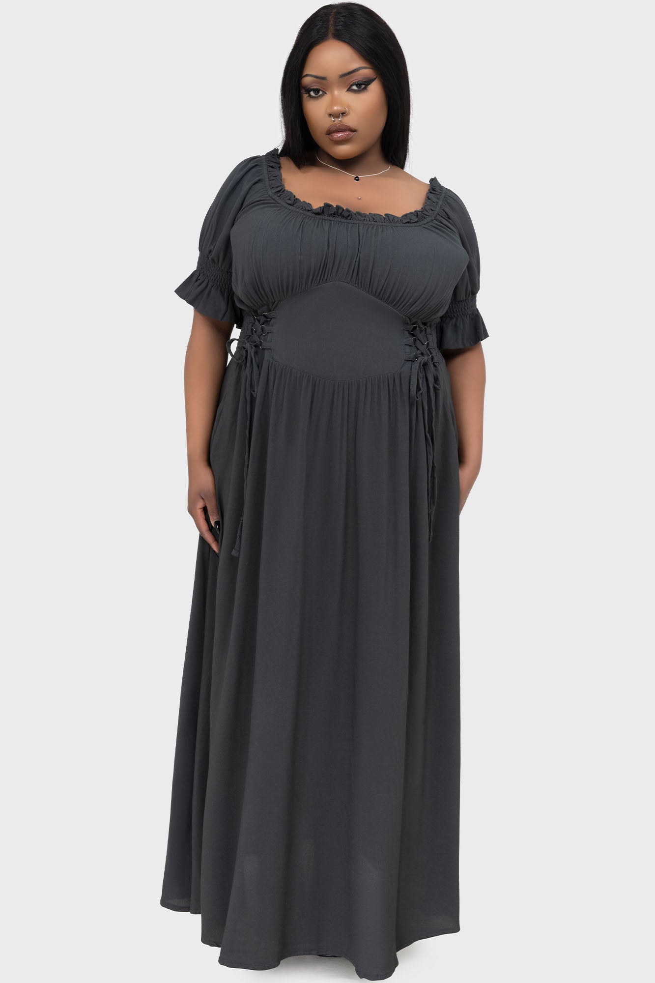Jocasta Maxi Dress Short Sleeve [GREEN] Killstar / Womens