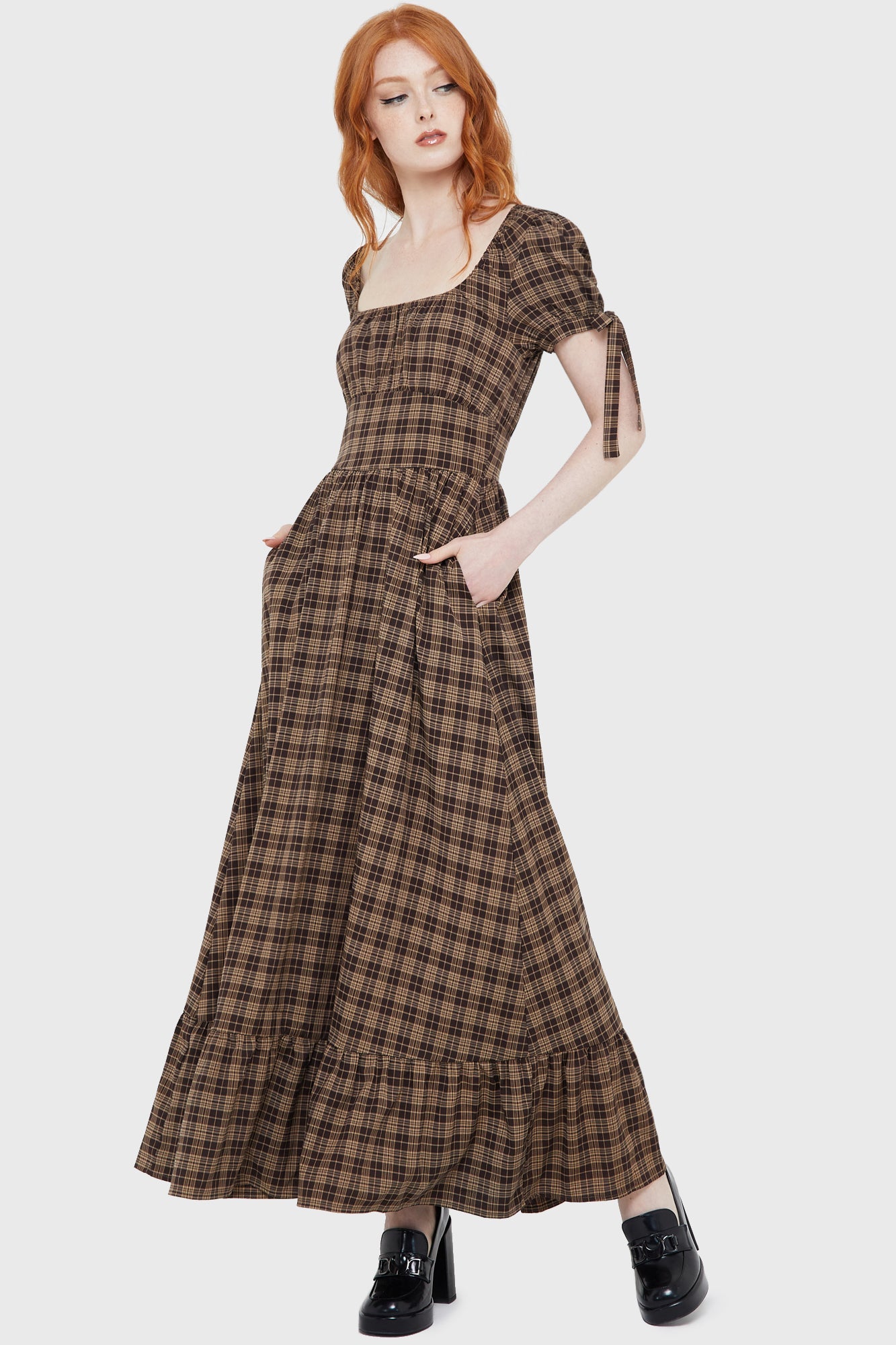 Grim Gretchen Dress [BROWN TARTAN] Killstar / Womens