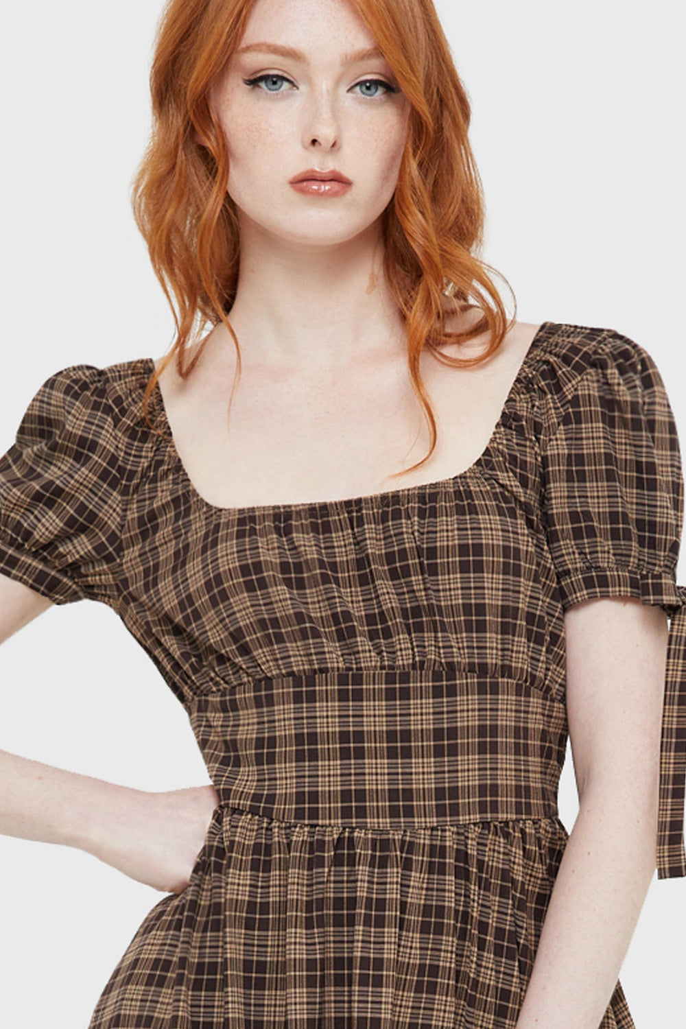 Grim Gretchen Dress [BROWN TARTAN] Killstar / Womens