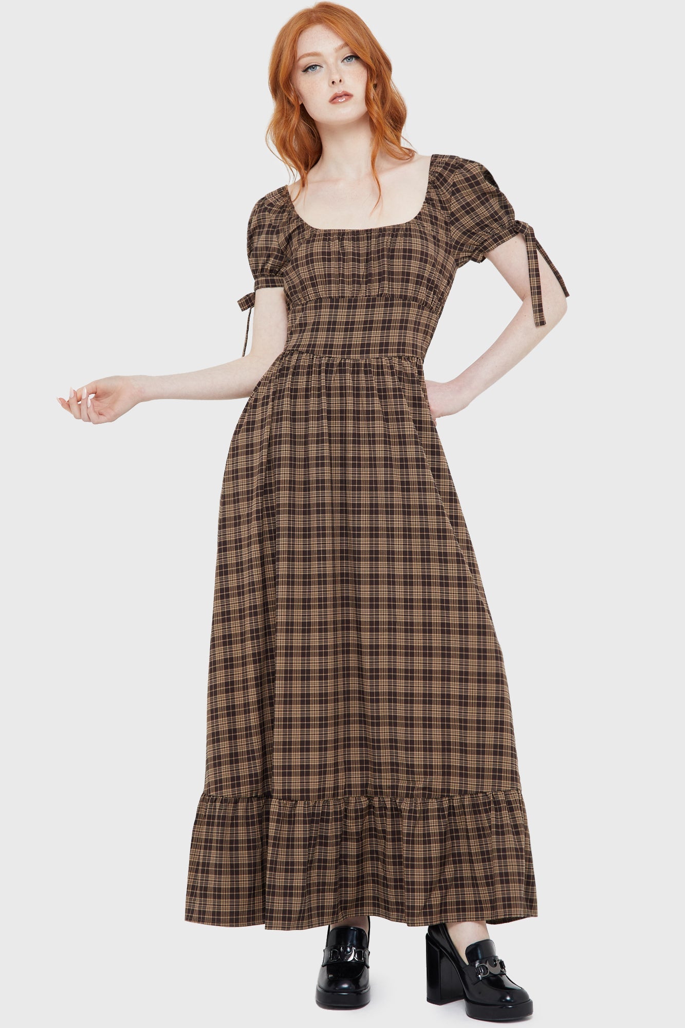 Grim Gretchen Dress [BROWN TARTAN] Killstar / Womens
