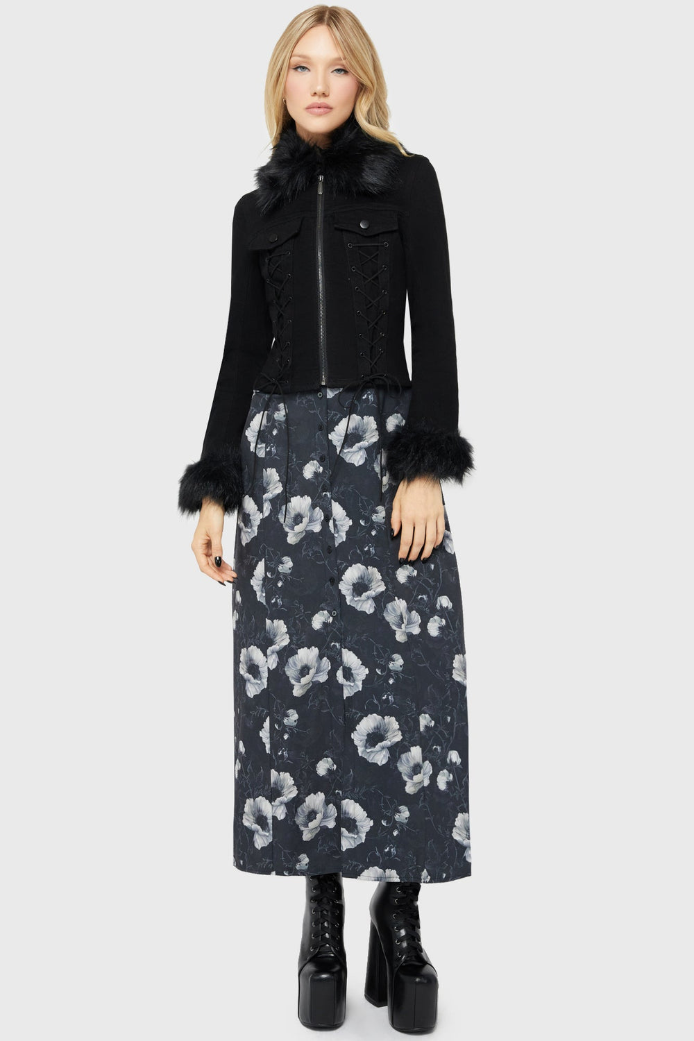 Cottage Chorus Maxi Dress [BLACK AND WHITE] Killstar / Womens