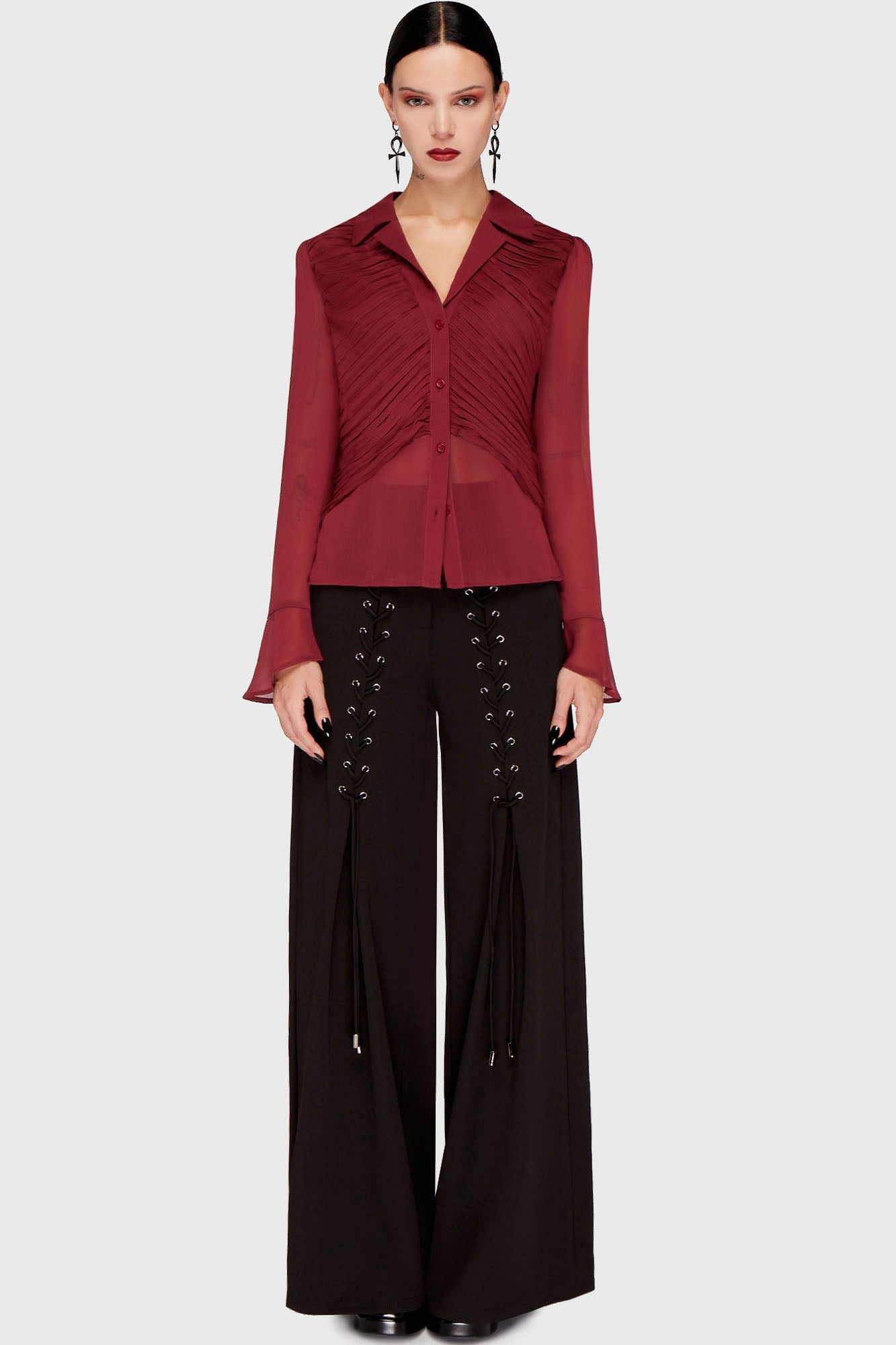 Evermore Eclipse Shirt [Burgundy] Killstar / Womens