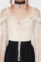 Breathless Lace Bardot Top [IVORY] Killstar / Womens